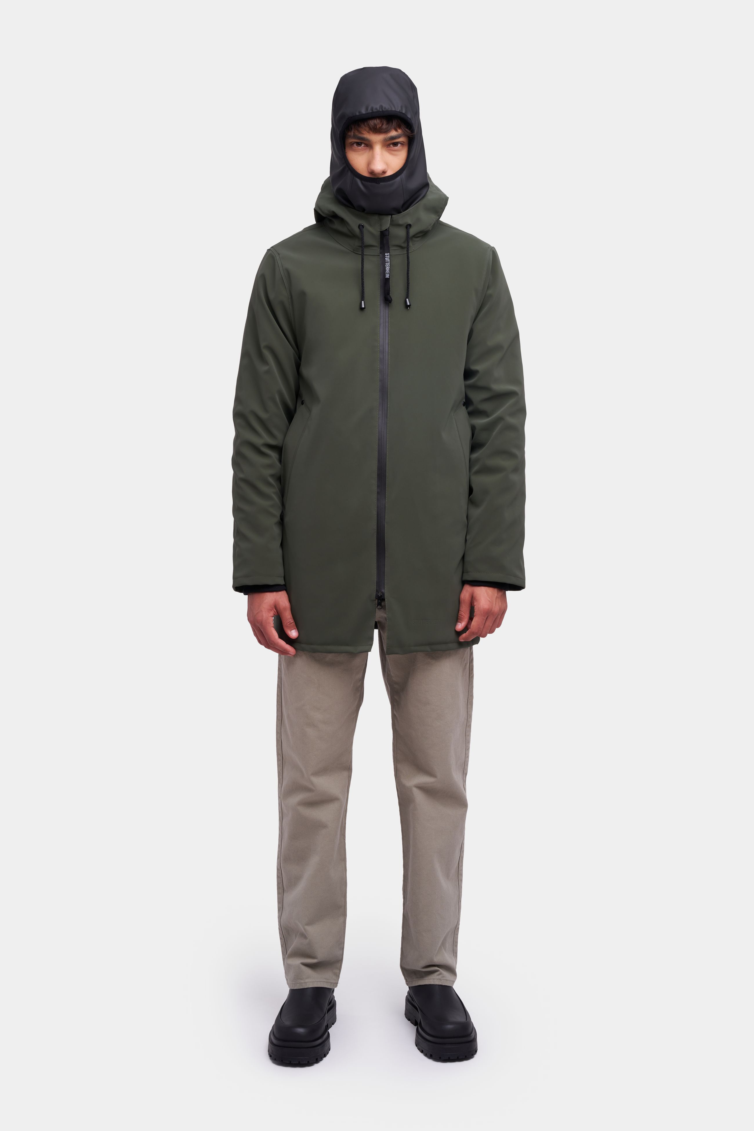 stutterheim stockholm winter matte jacket dark green men jackets winter-coats