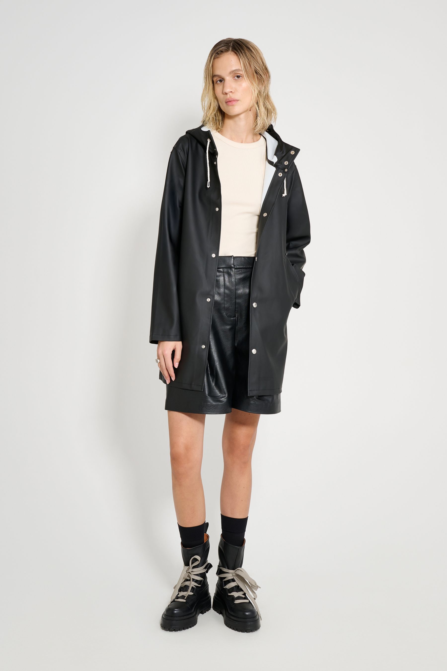 stutterheim stockholm raincoat black women jackets raincoats