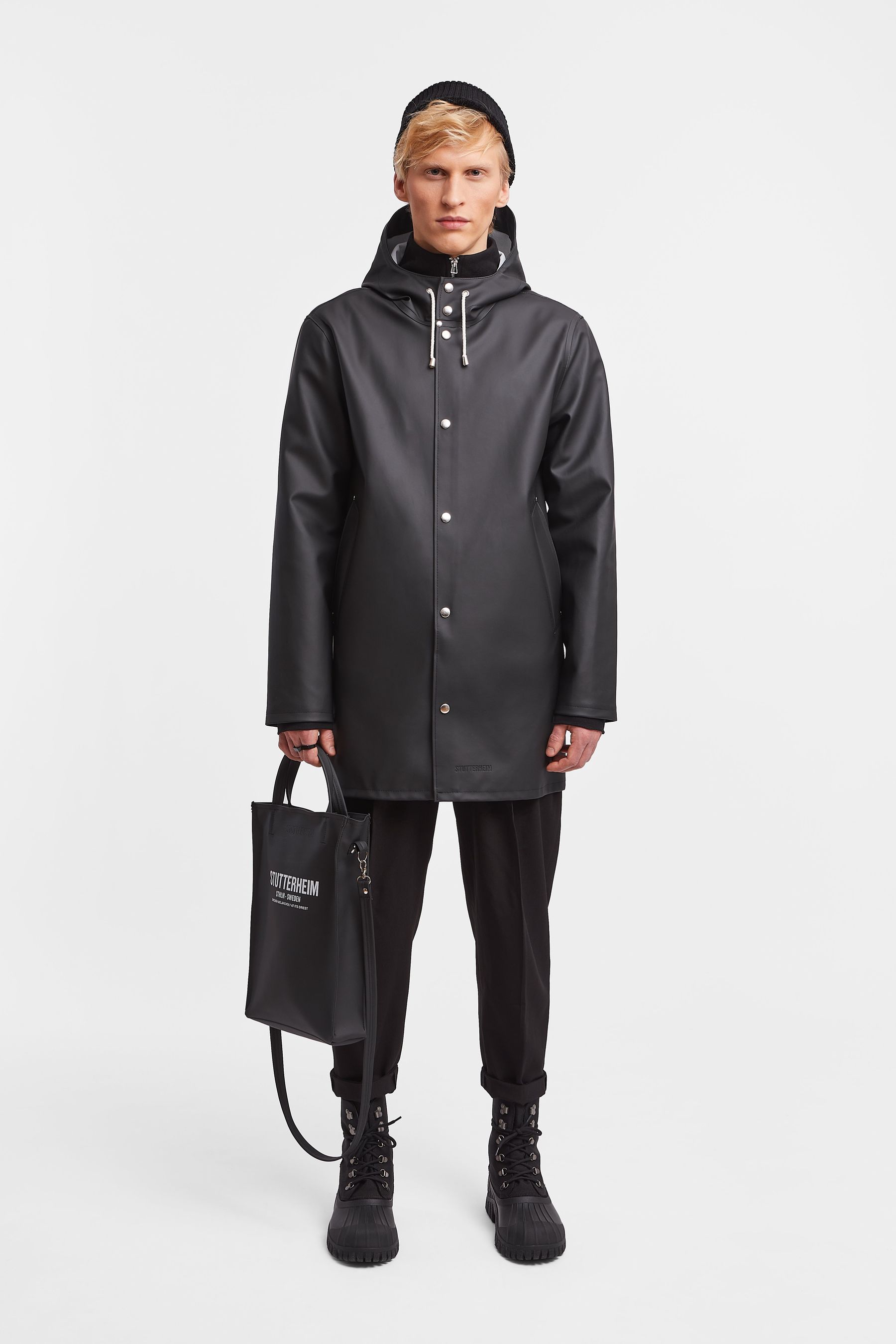 stutterheim stockholm raincoat black women jackets raincoats