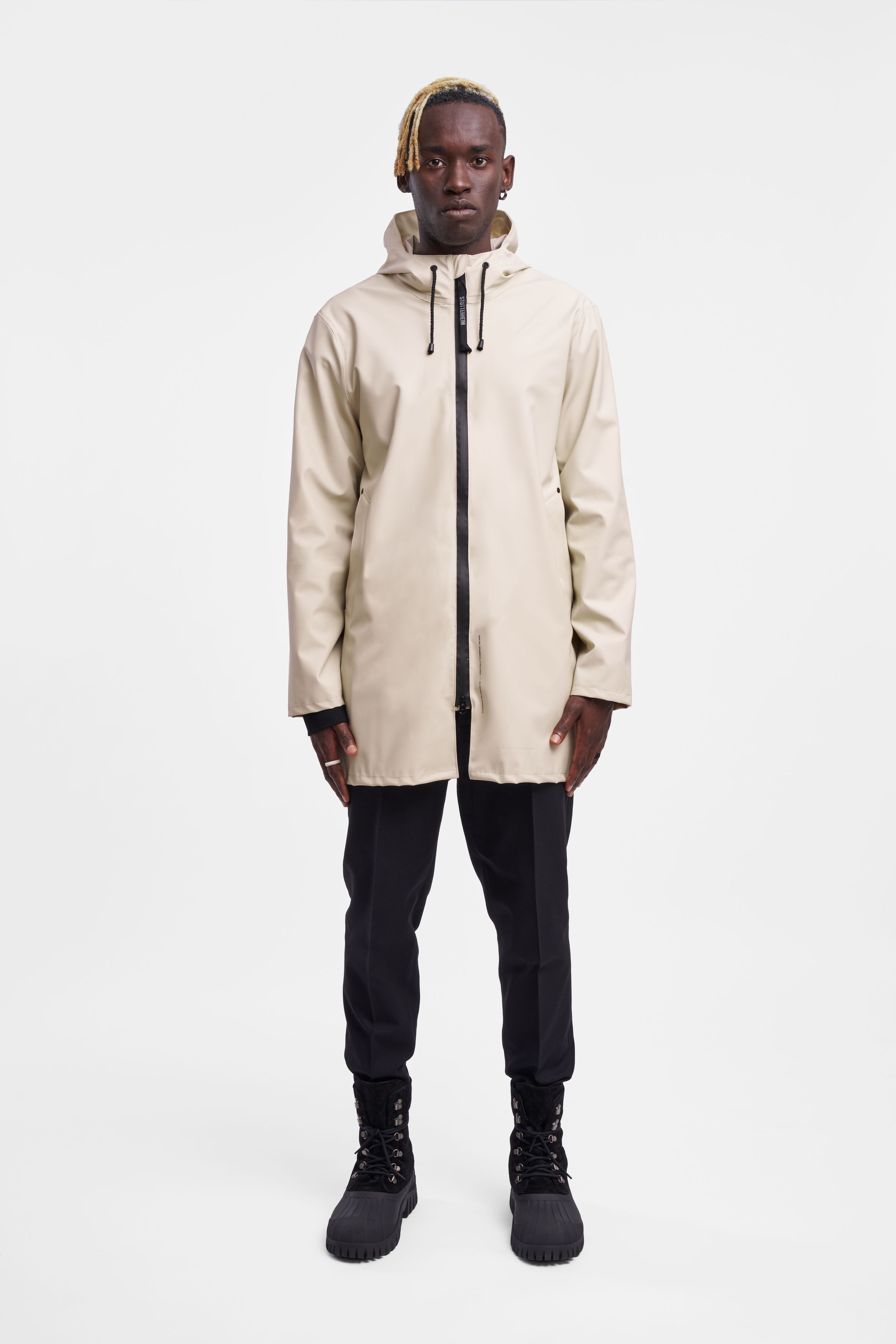 stutterheim stockholm lightweight zip raincoat oyster men jackets raincoats