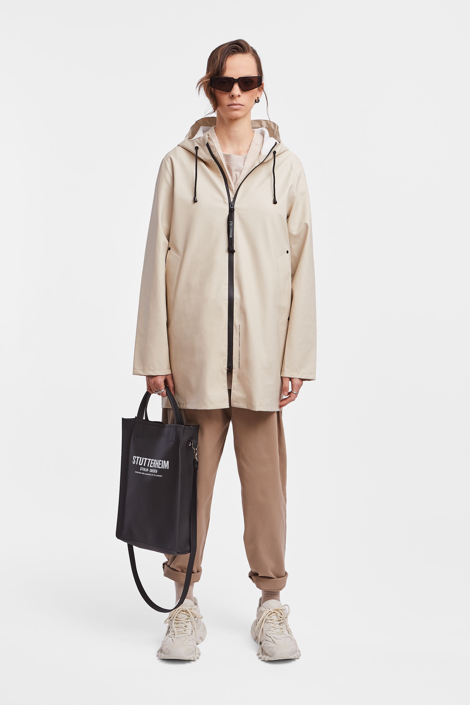 stutterheim stockholm lightweight zip raincoat oyster men jackets raincoats