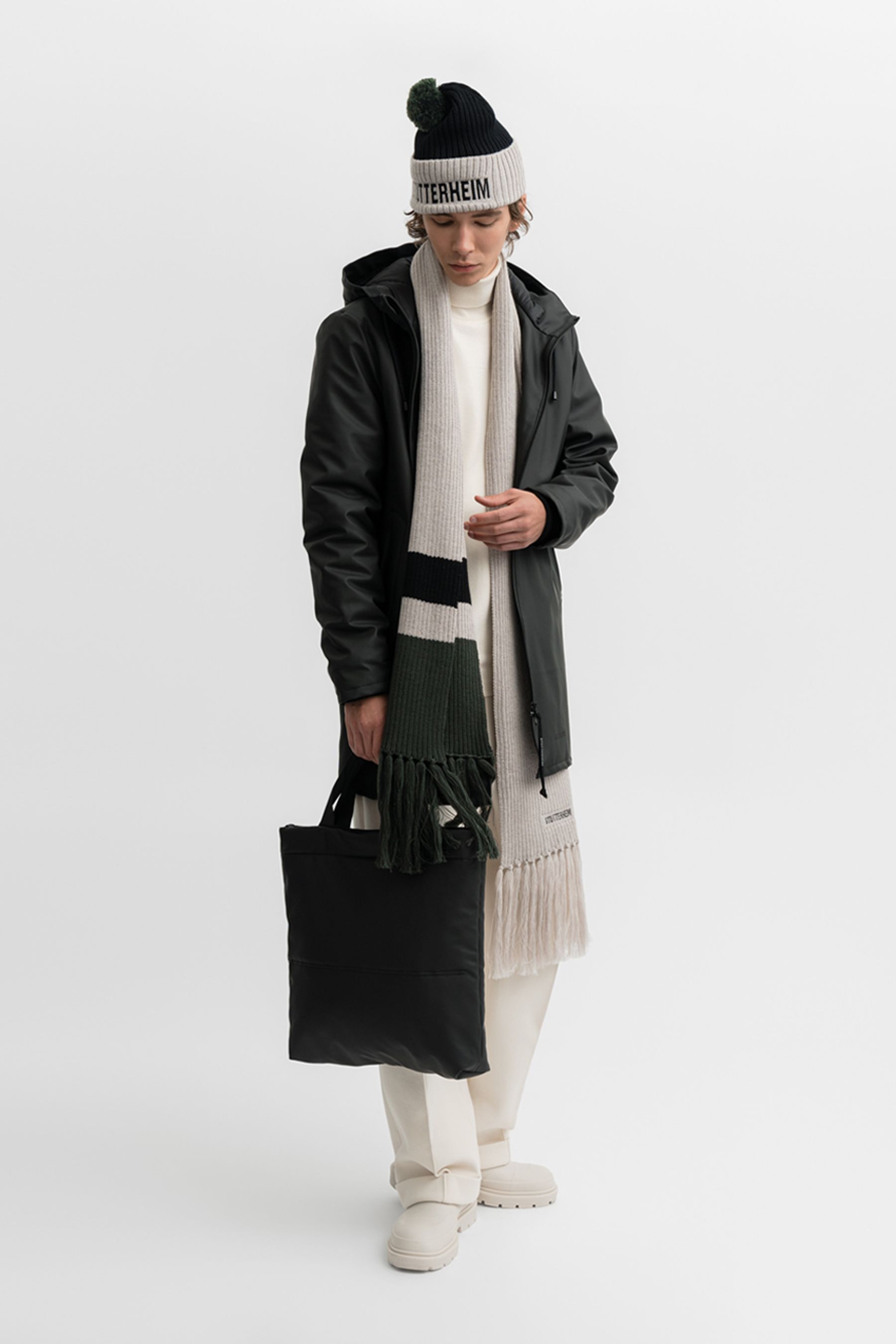 stutterheim april beanie light sand/black accessories hats-and-scarves beanies