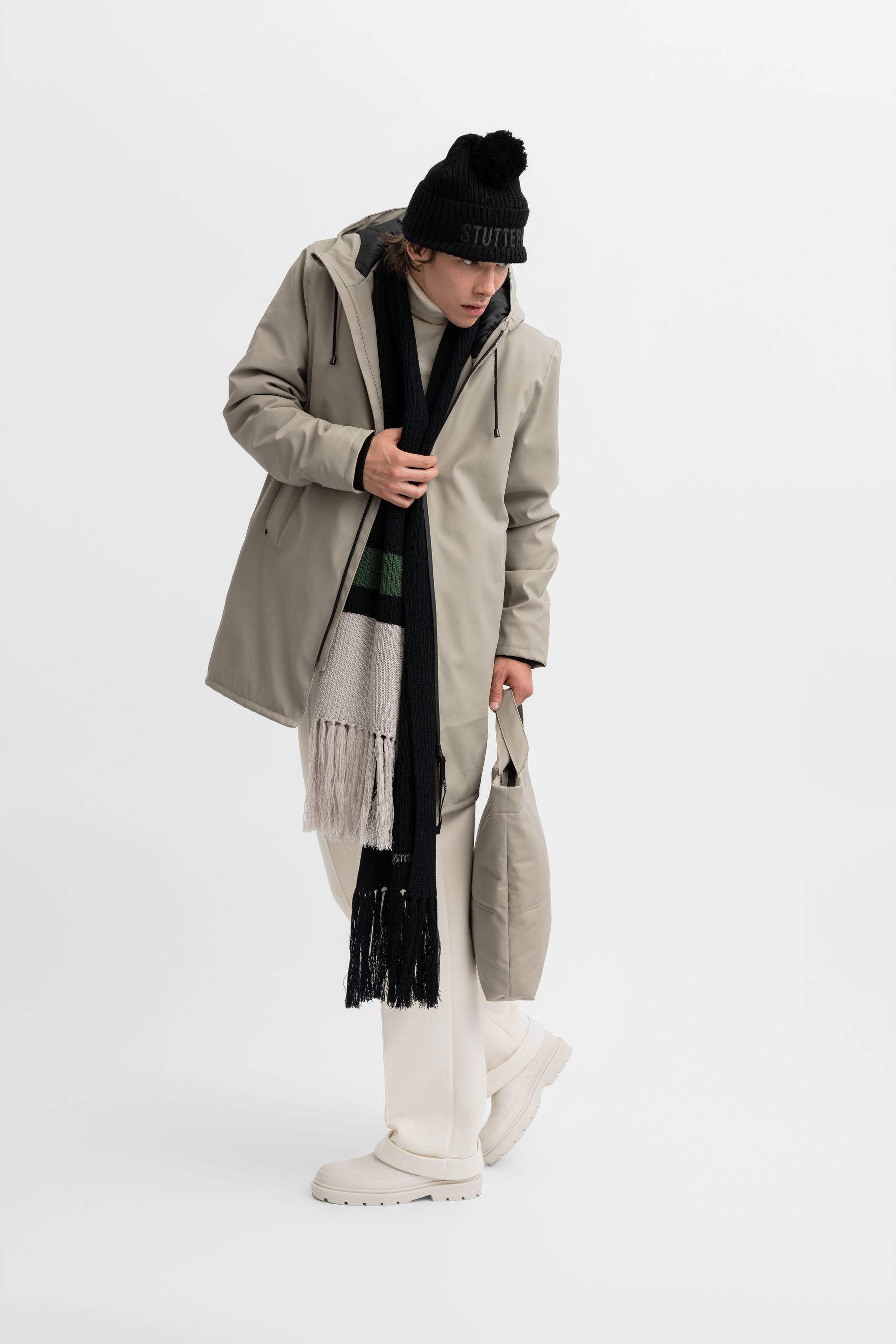 stutterheim fringe scarf black accessories hats-and-scarves scarves