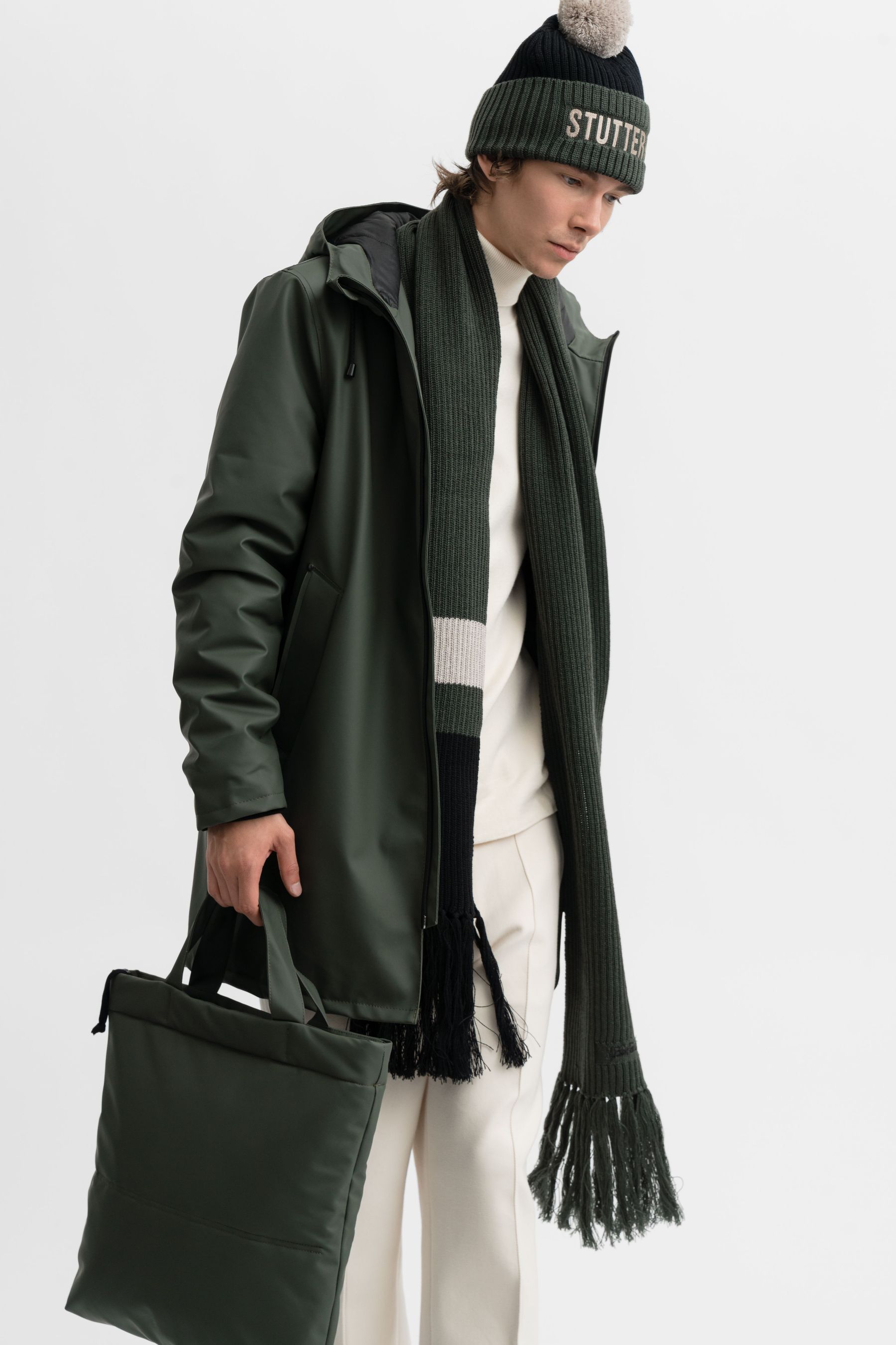 stutterheim fringe scarf green accessories hats-and-scarves scarves