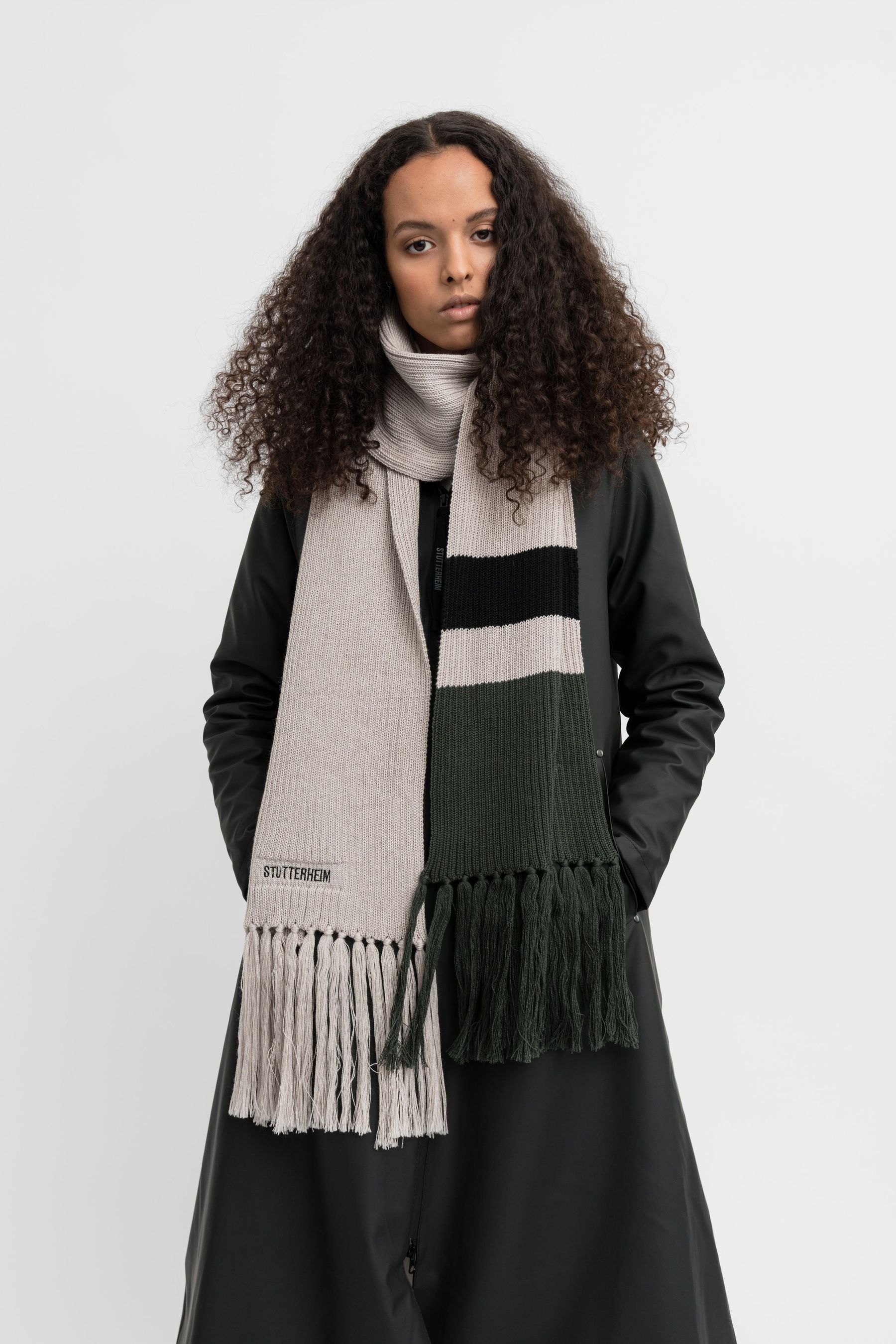 stutterheim fringe scarf light sand accessories hats-and-scarves scarves