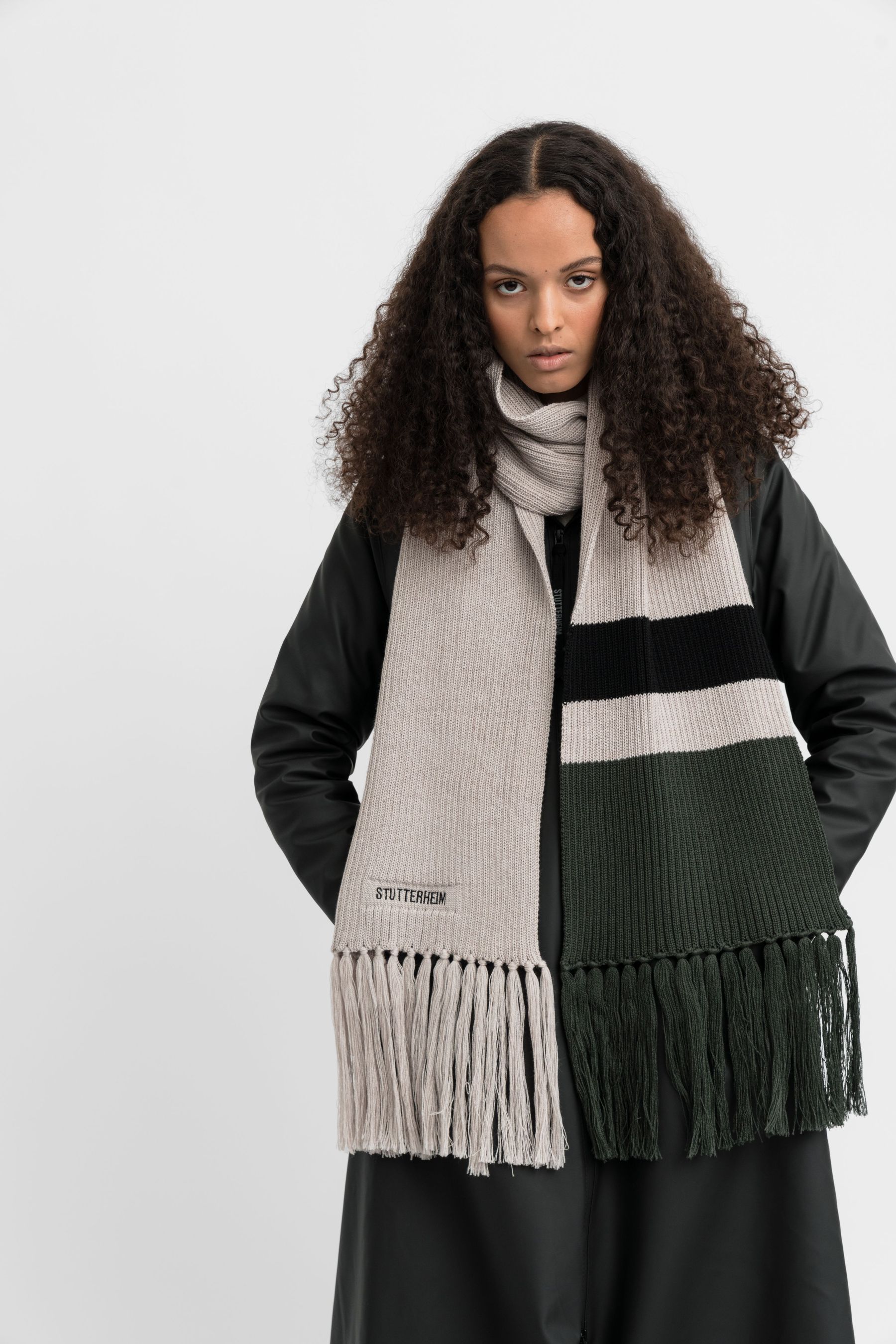 stutterheim fringe scarf light sand accessories hats-and-scarves scarves
