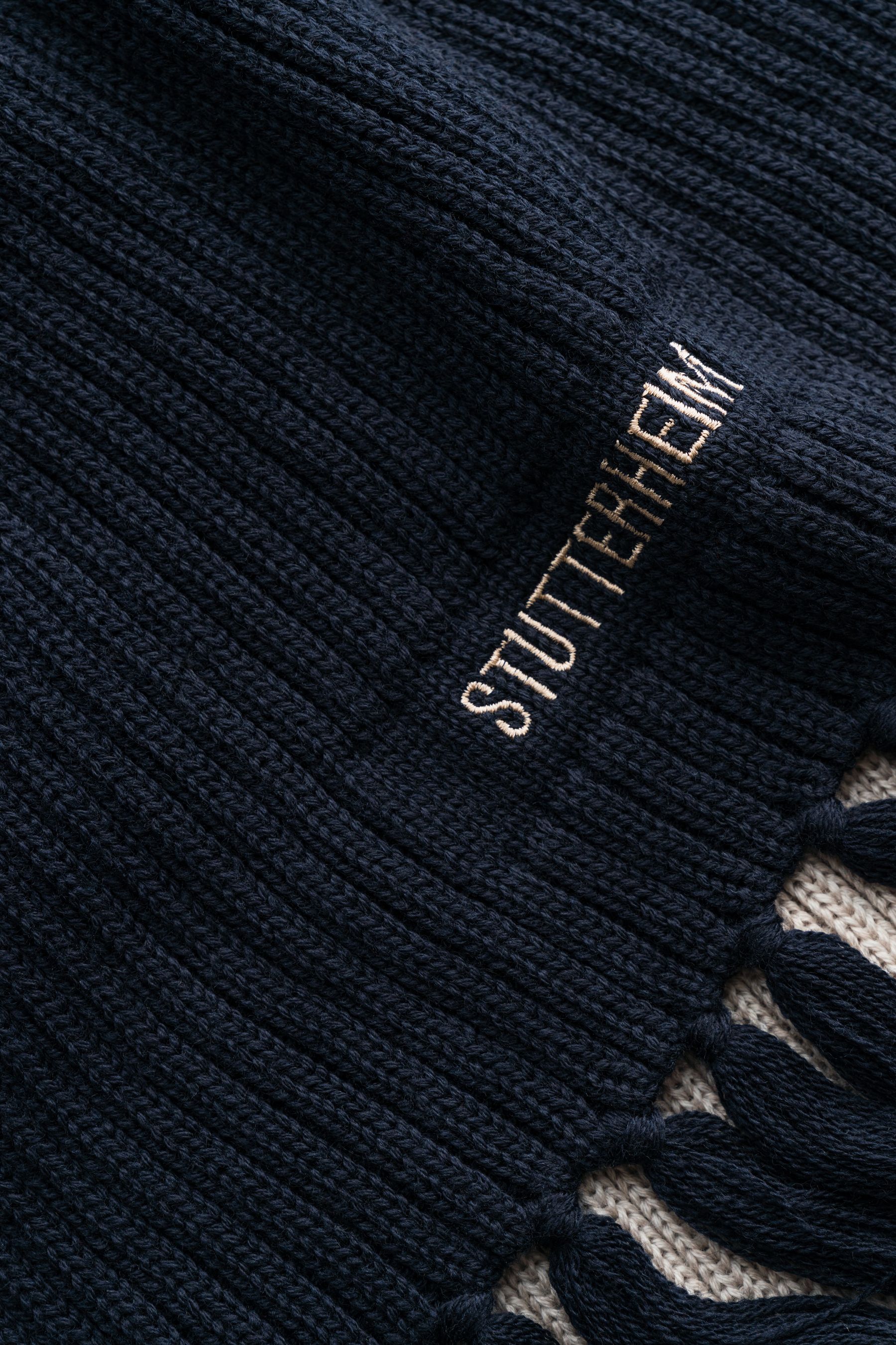 stutterheim fringe scarf navy accessories hats-and-scarves scarves