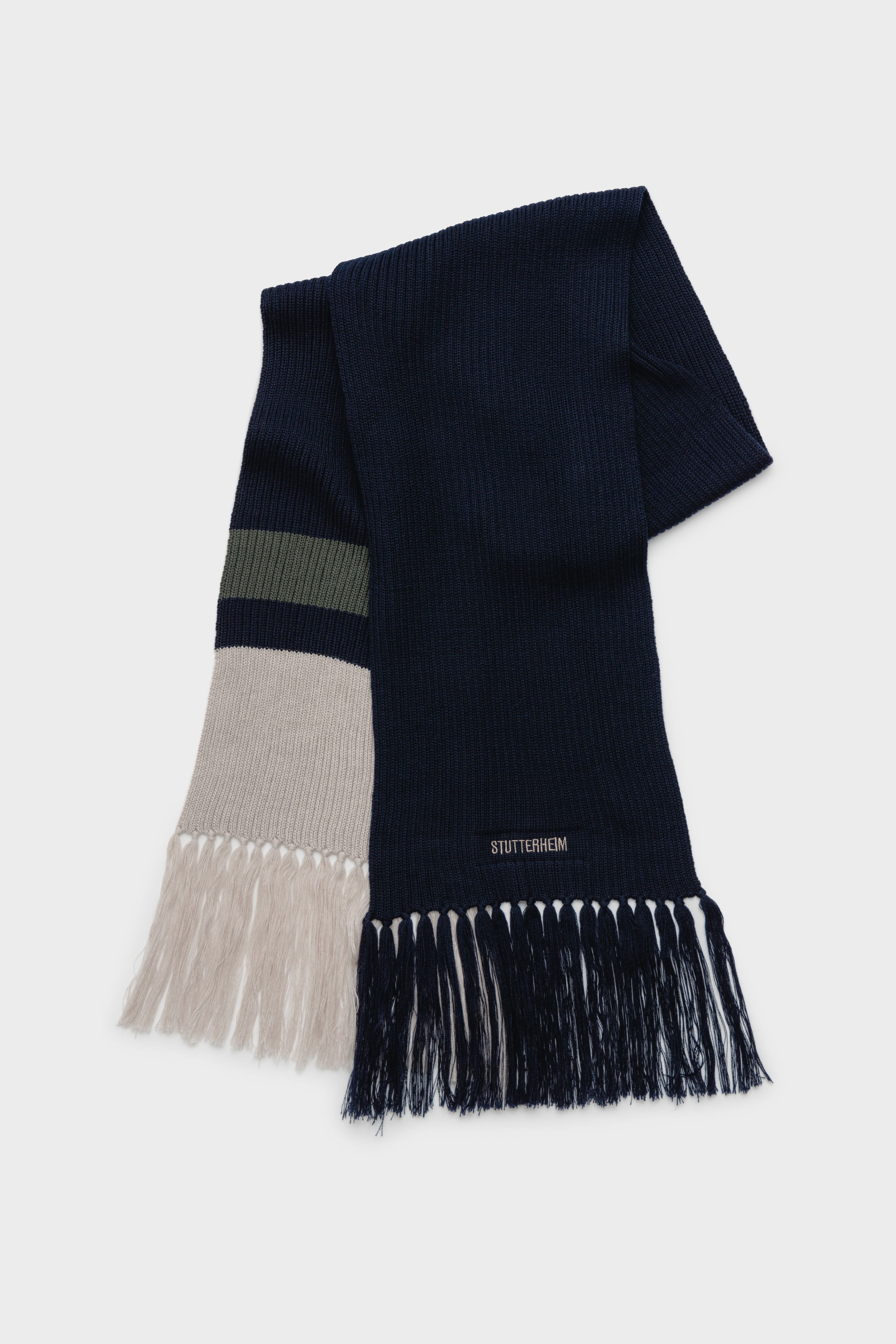 stutterheim fringe scarf navy accessories hats-and-scarves scarves