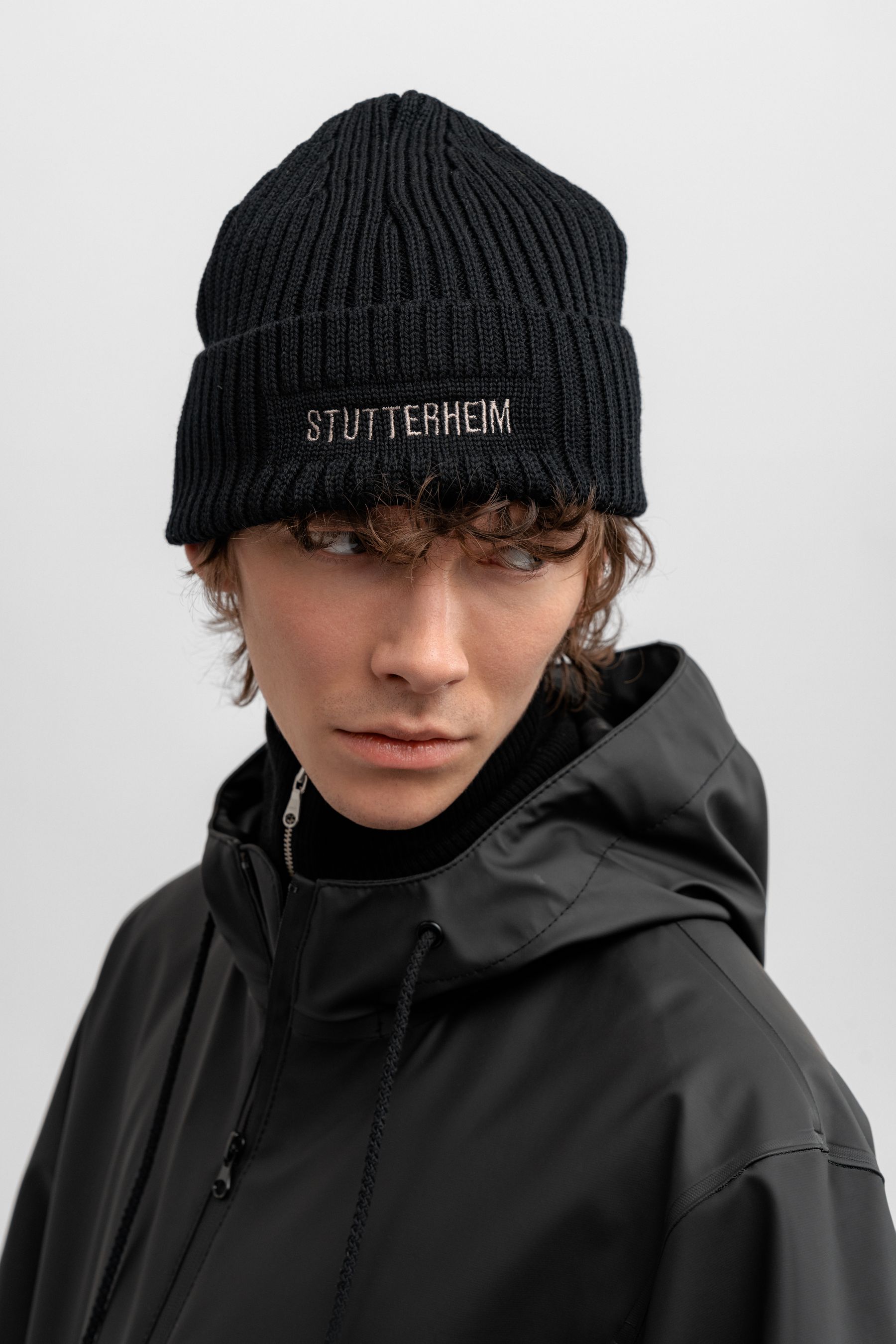 stutterheim logo beanie black accessories hats-and-scarves beanies