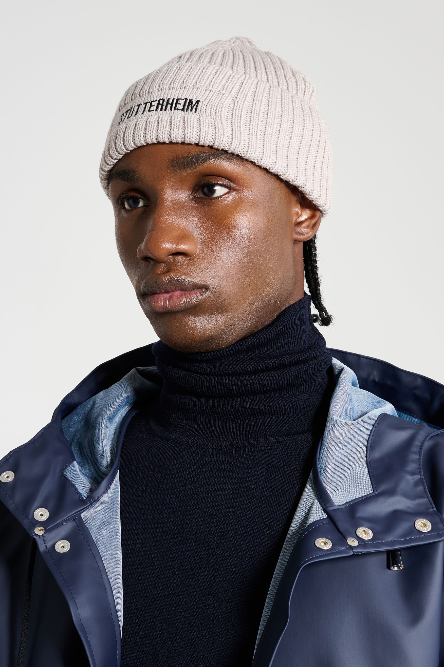 stutterheim logo beanie light sand accessories hats-and-scarves beanies