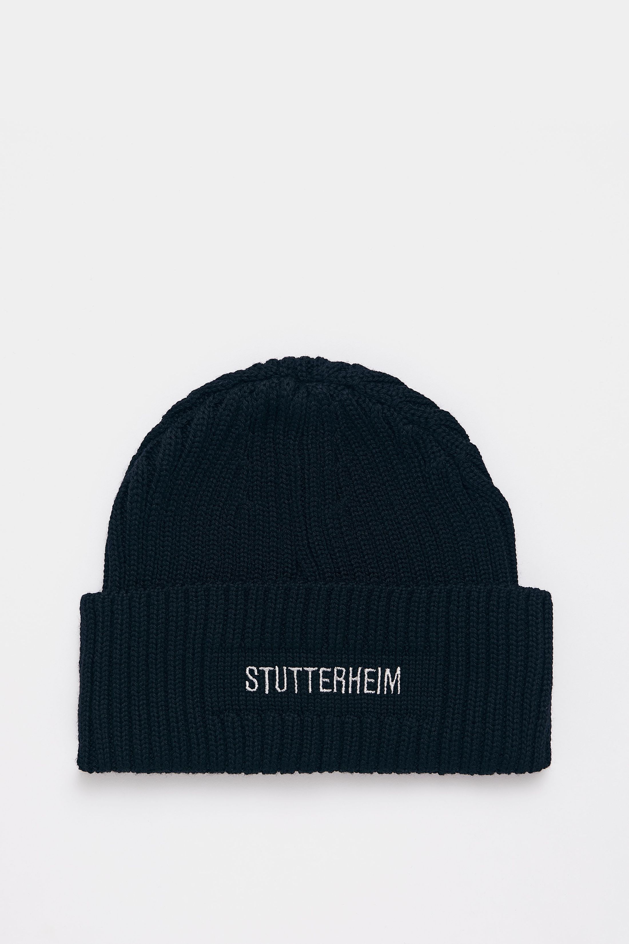stutterheim logo beanie navy accessories hats-and-scarves beanies