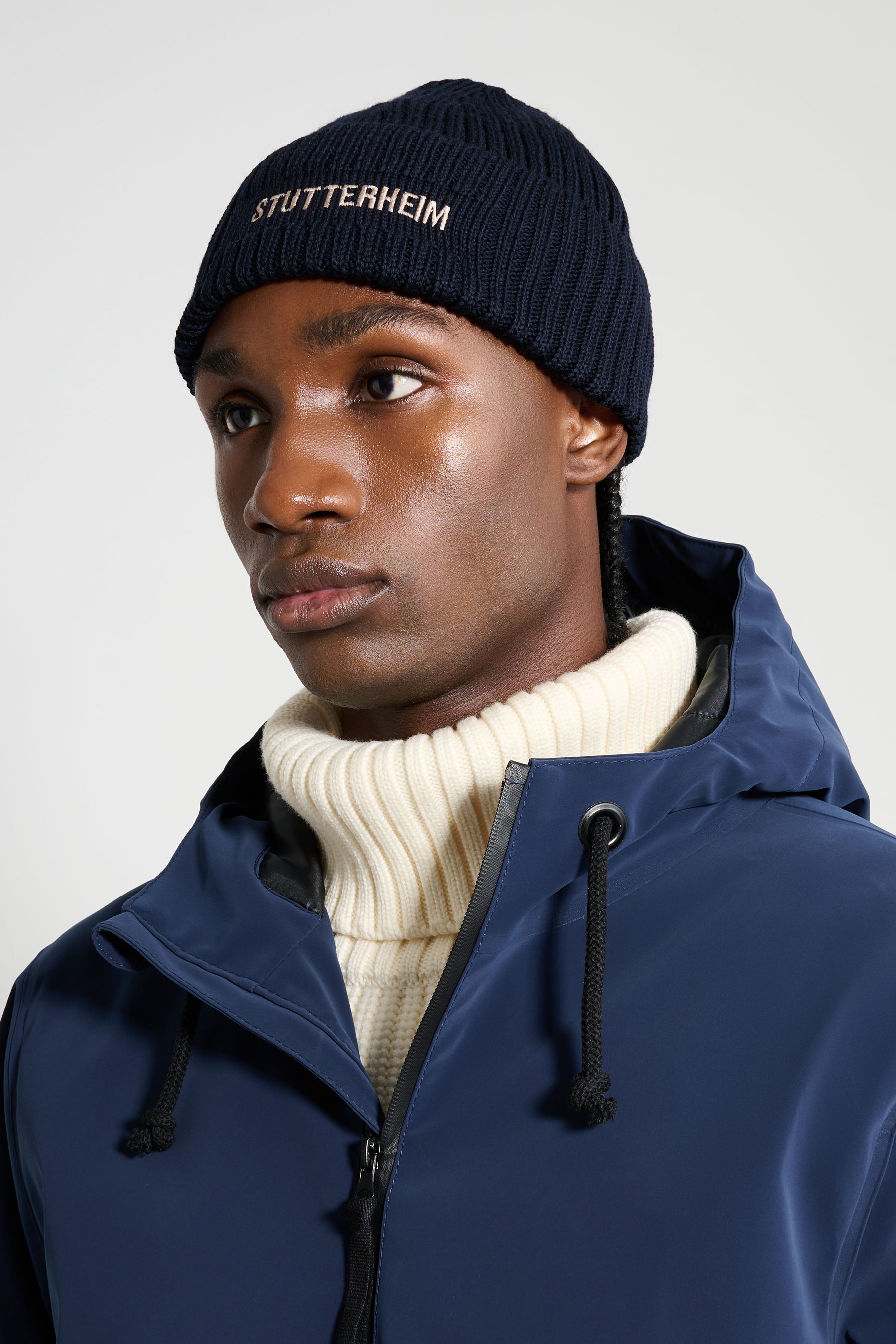 stutterheim logo beanie navy accessories hats-and-scarves beanies