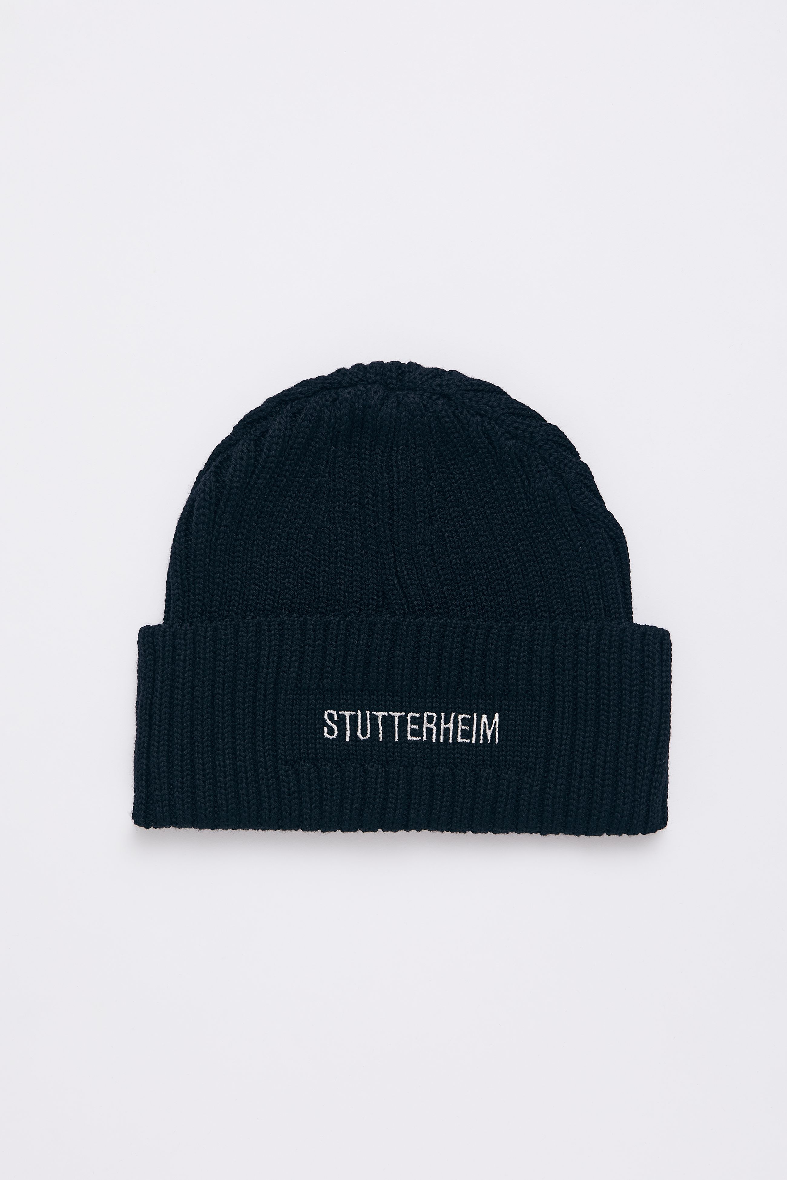 stutterheim logo beanie navy accessories hats-and-scarves beanies