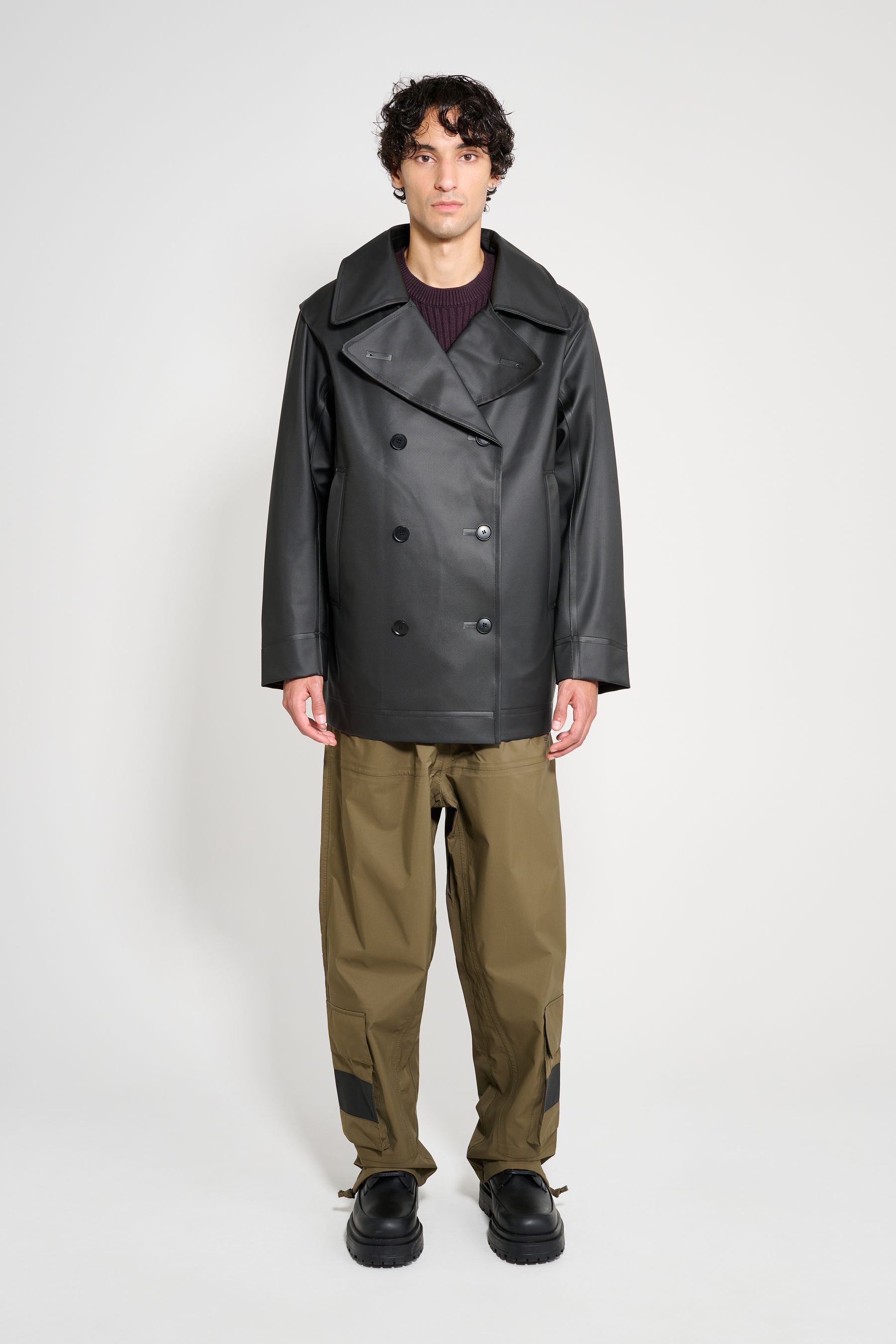 stutterheim tranholmen double breasted raincoat black men jackets raincoats