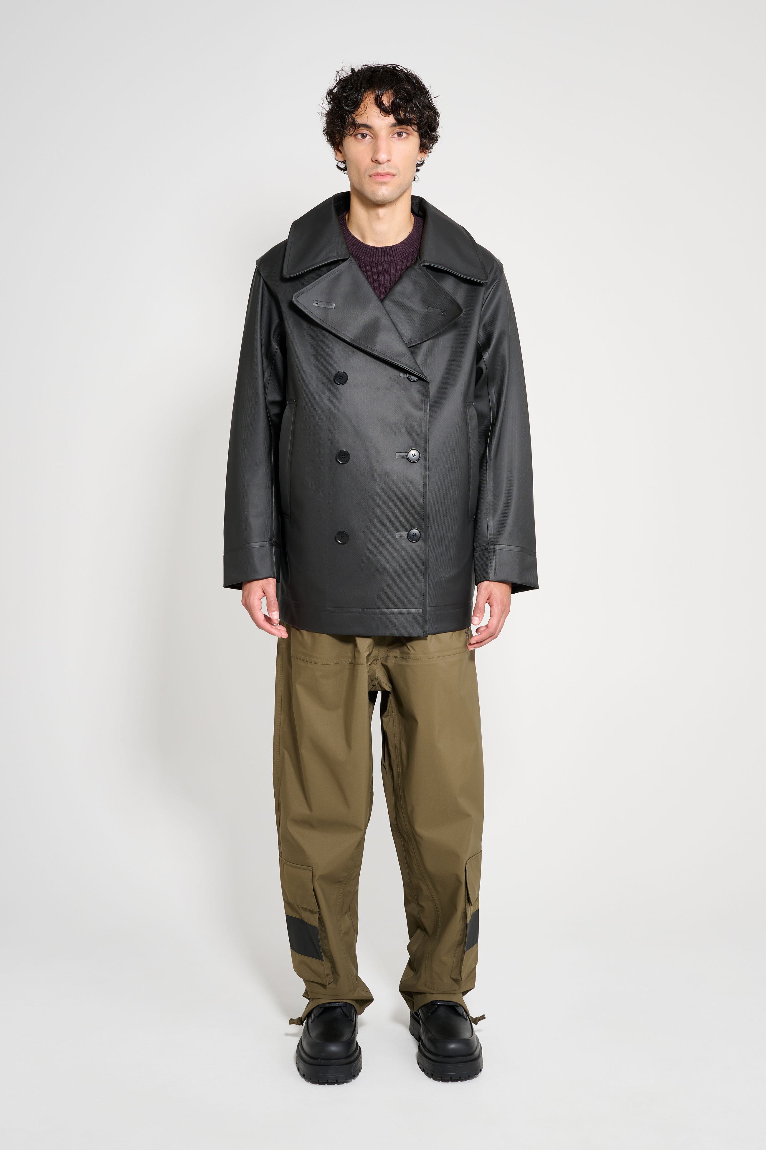 Stutterheim Tranholmen Double Breasted Raincoat In Black