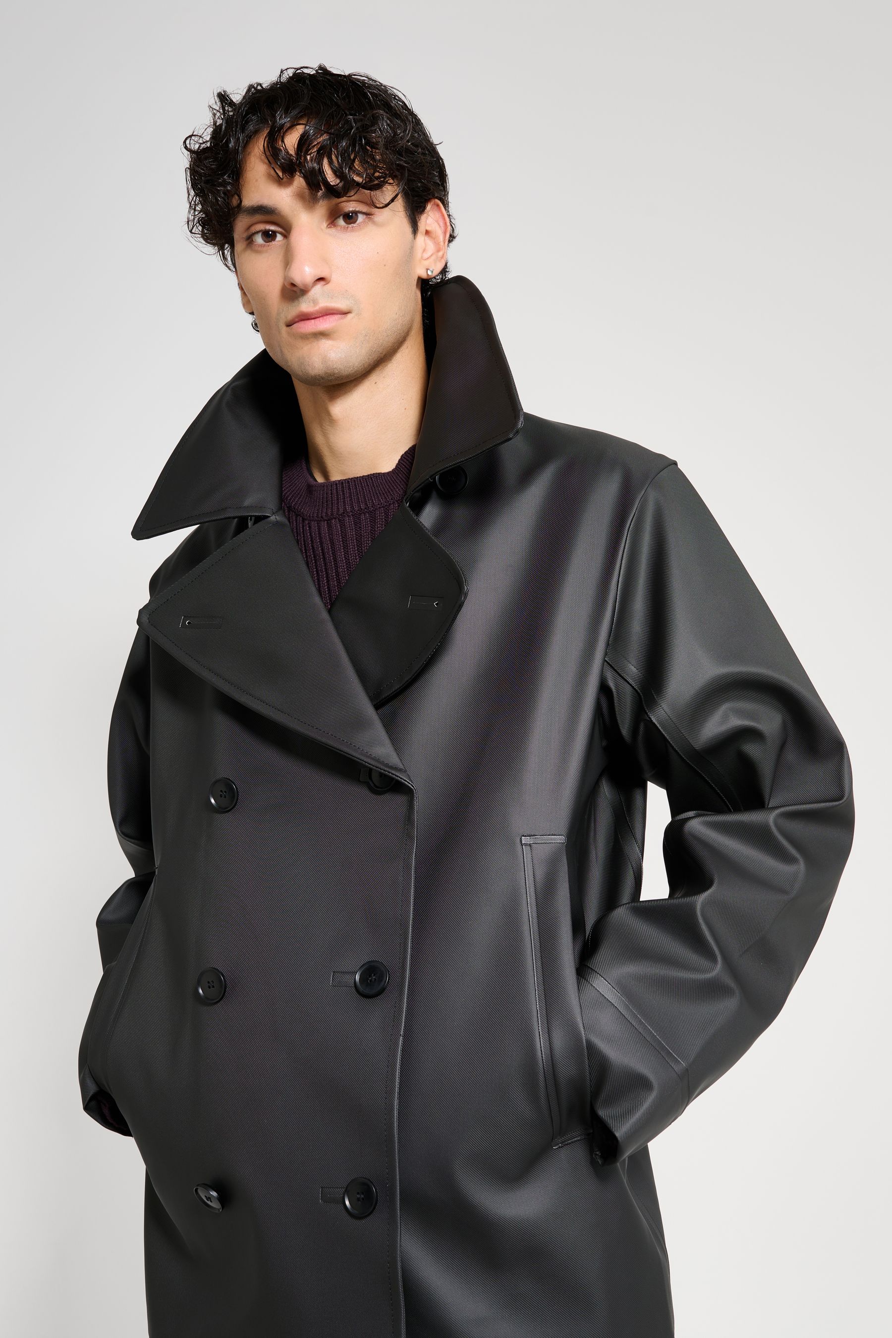 stutterheim tranholmen double breasted raincoat black men jackets raincoats