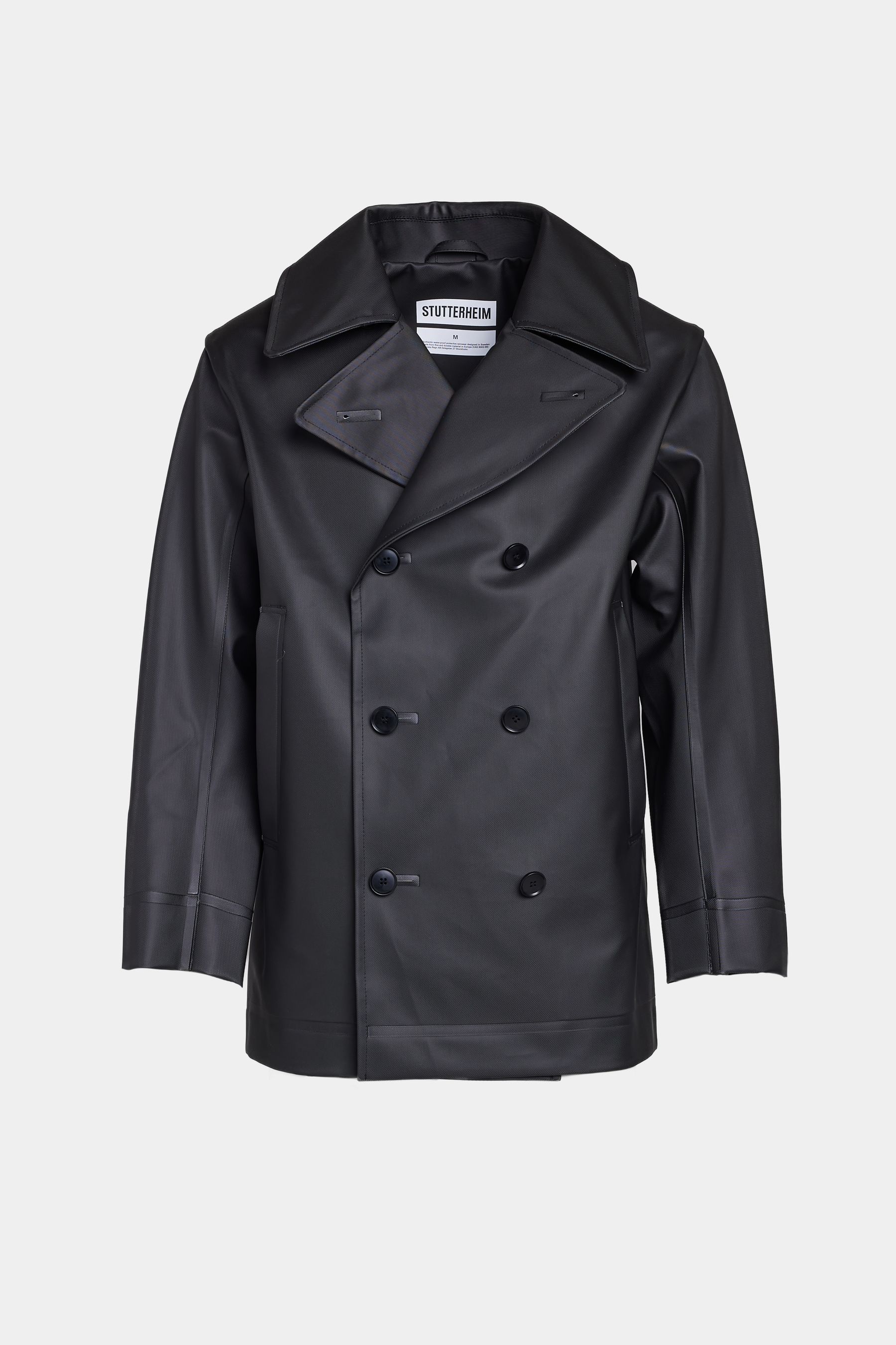 stutterheim tranholmen double breasted raincoat black men jackets raincoats
