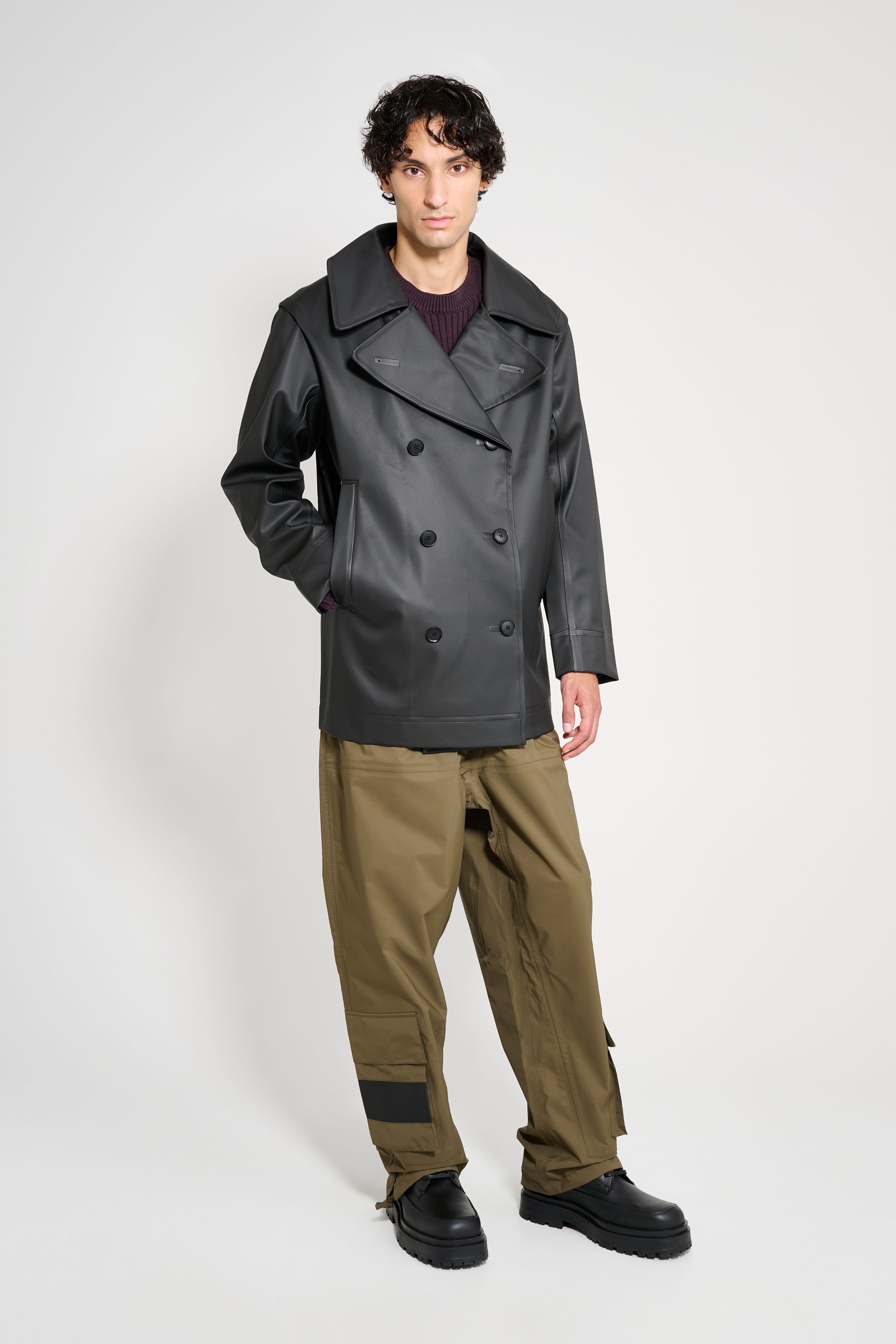 stutterheim tranholmen double breasted raincoat black men jackets raincoats