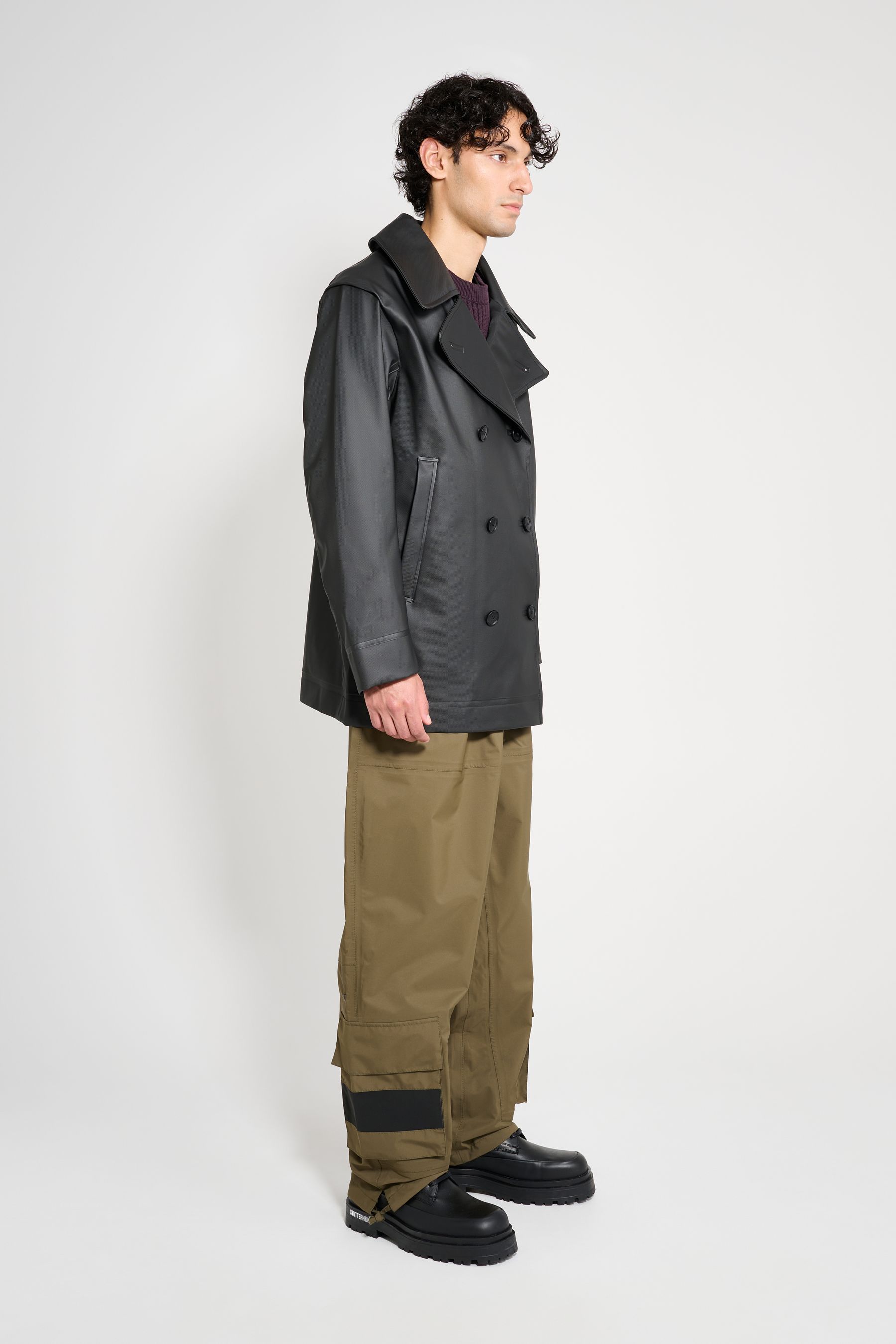 stutterheim tranholmen double breasted raincoat black men jackets raincoats