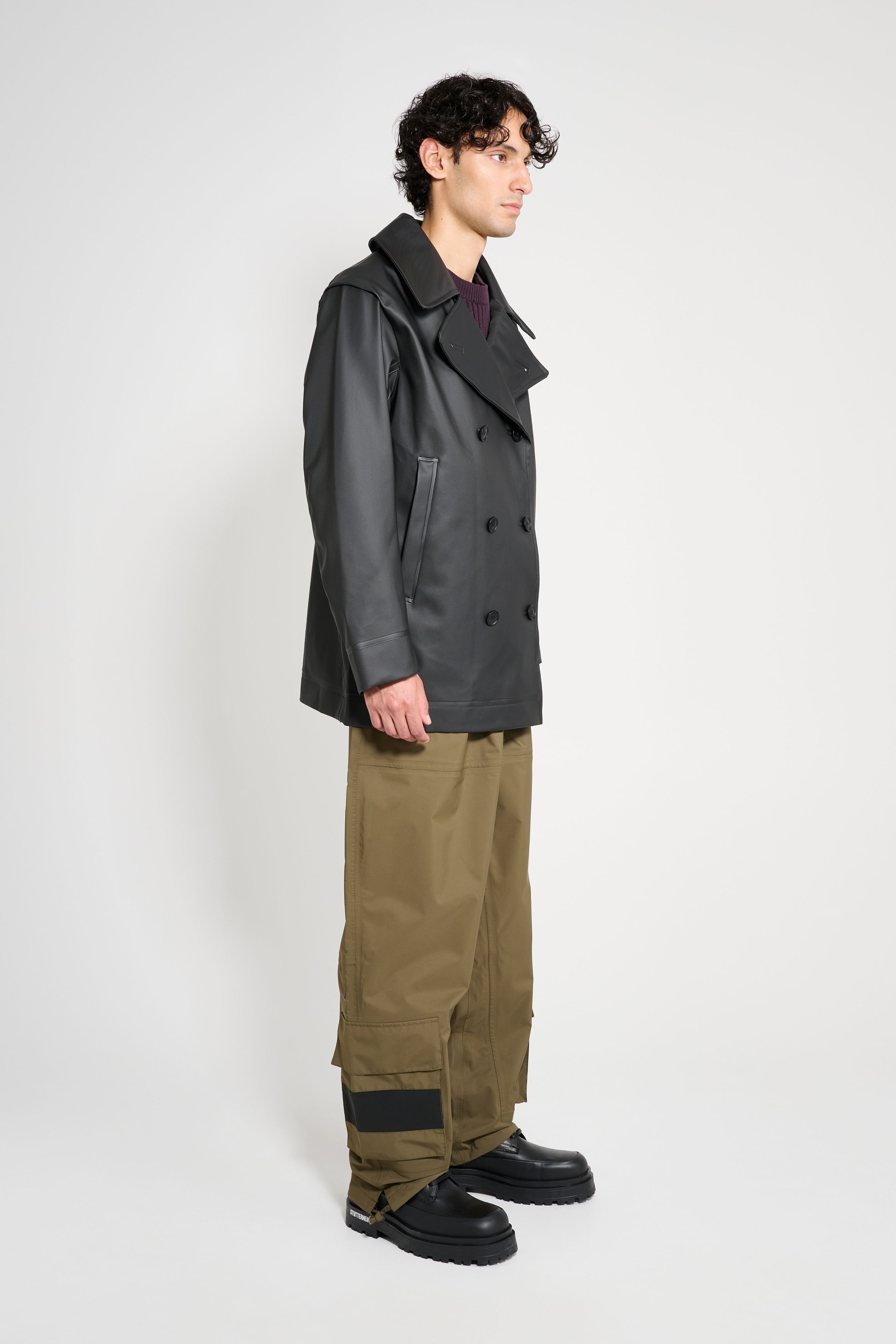 Stutterheim Tranholmen Double Breasted Raincoat In Black