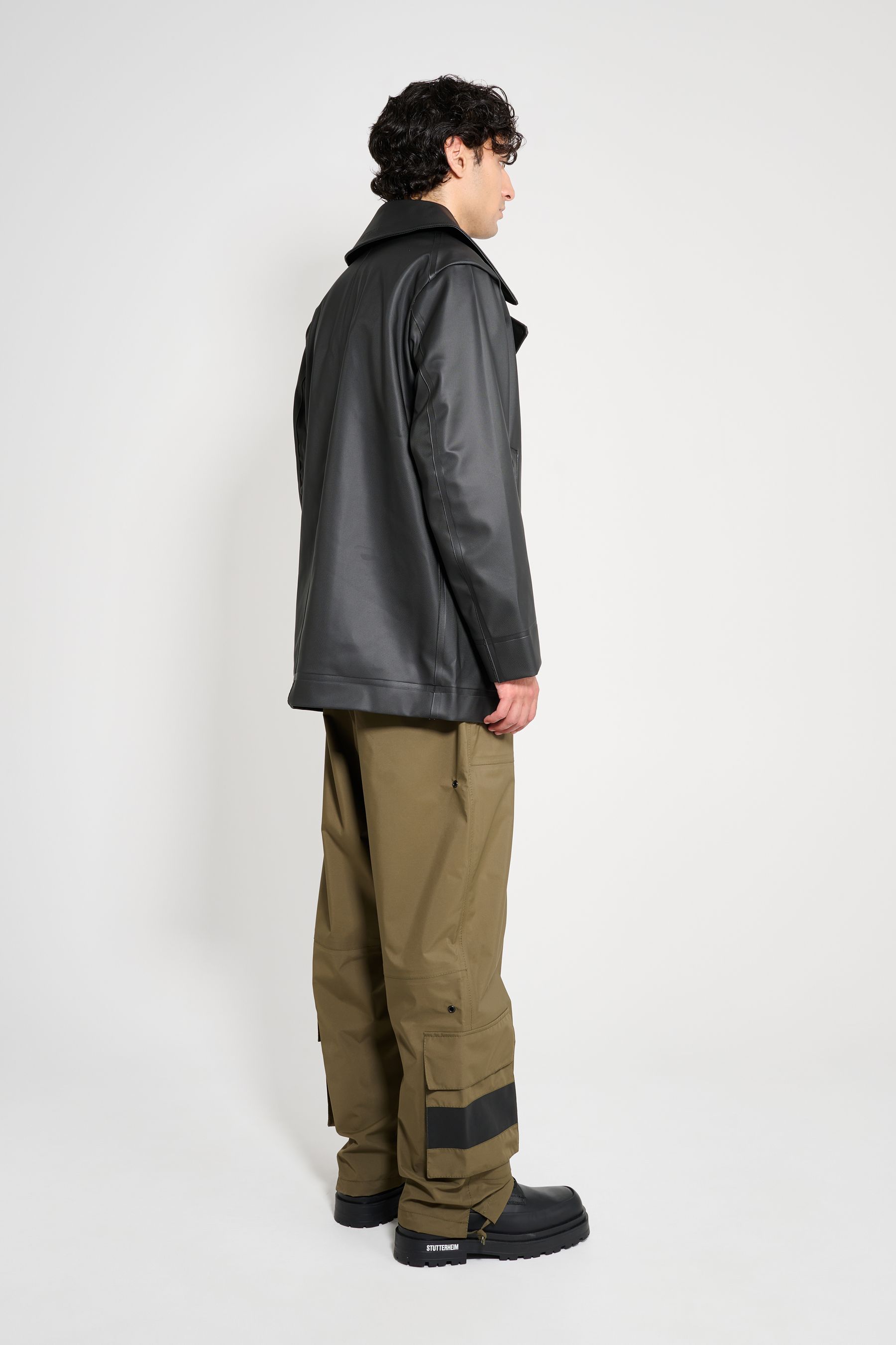stutterheim tranholmen double breasted raincoat black men jackets raincoats