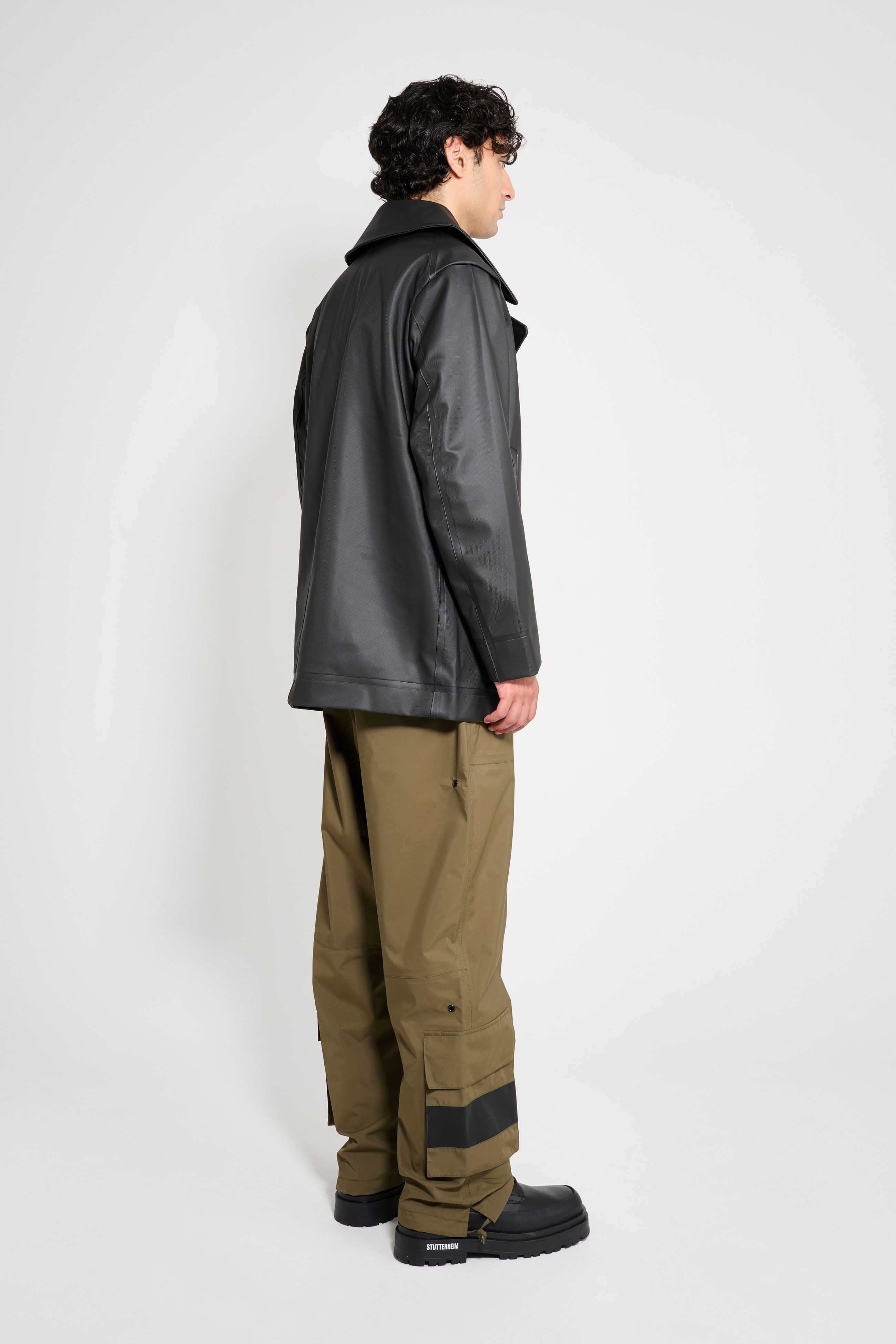 Stutterheim Tranholmen Double Breasted Raincoat In Black