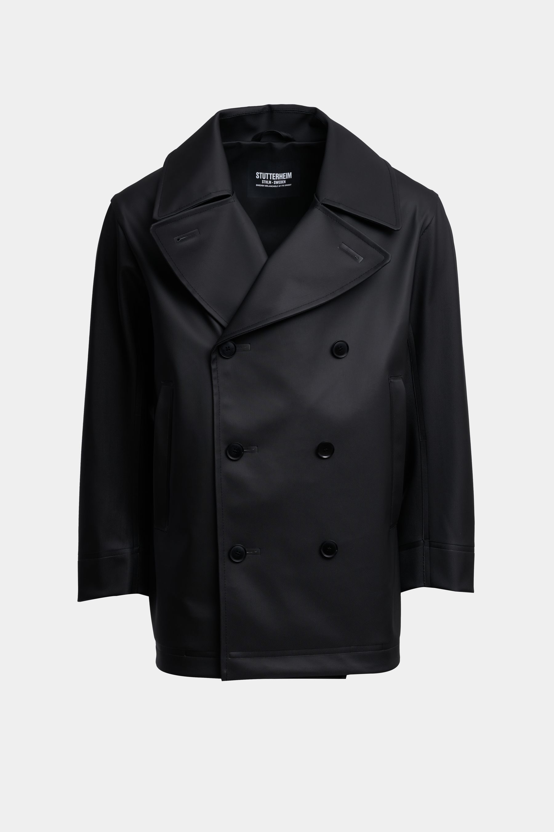 stutterheim tranholmen double breasted raincoat black men jackets raincoats