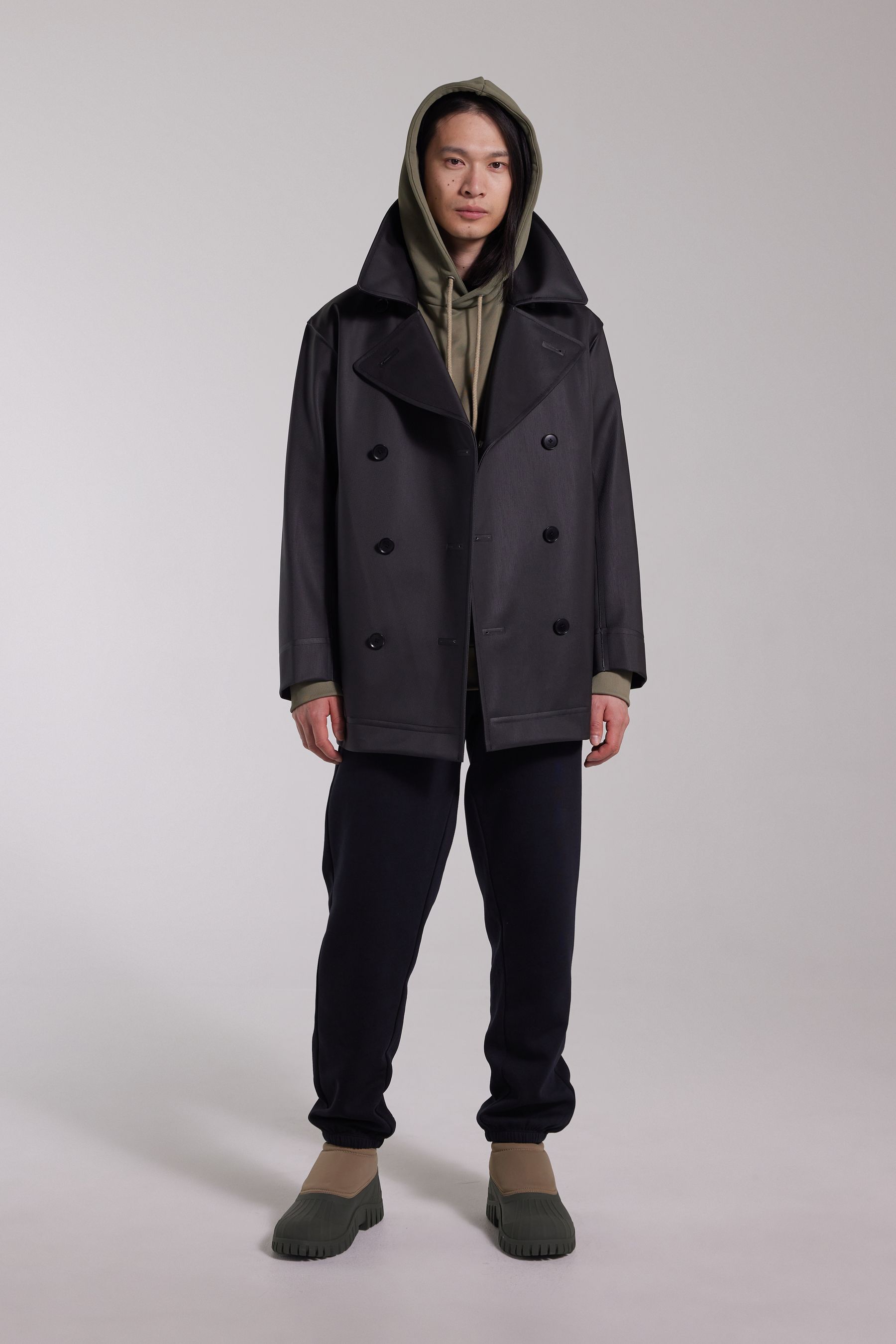 stutterheim tranholmen double breasted raincoat black men jackets raincoats