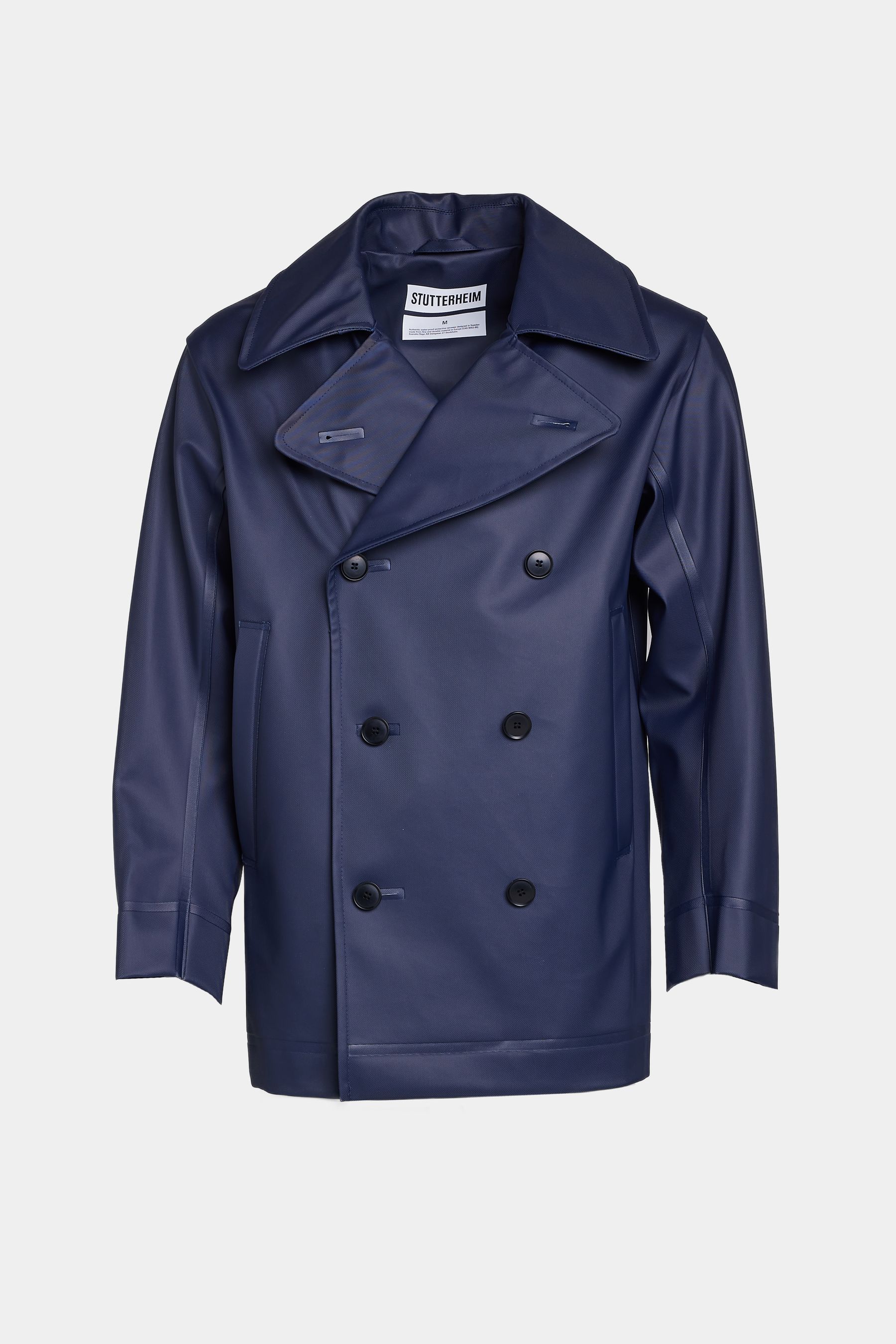 stutterheim tranholmen double breasted raincoat navy men jackets raincoats