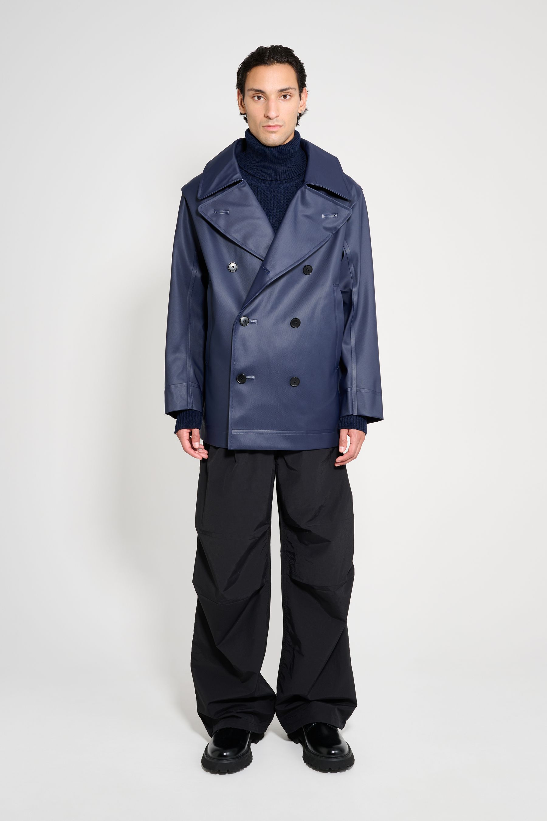 stutterheim tranholmen double breasted raincoat navy men jackets raincoats