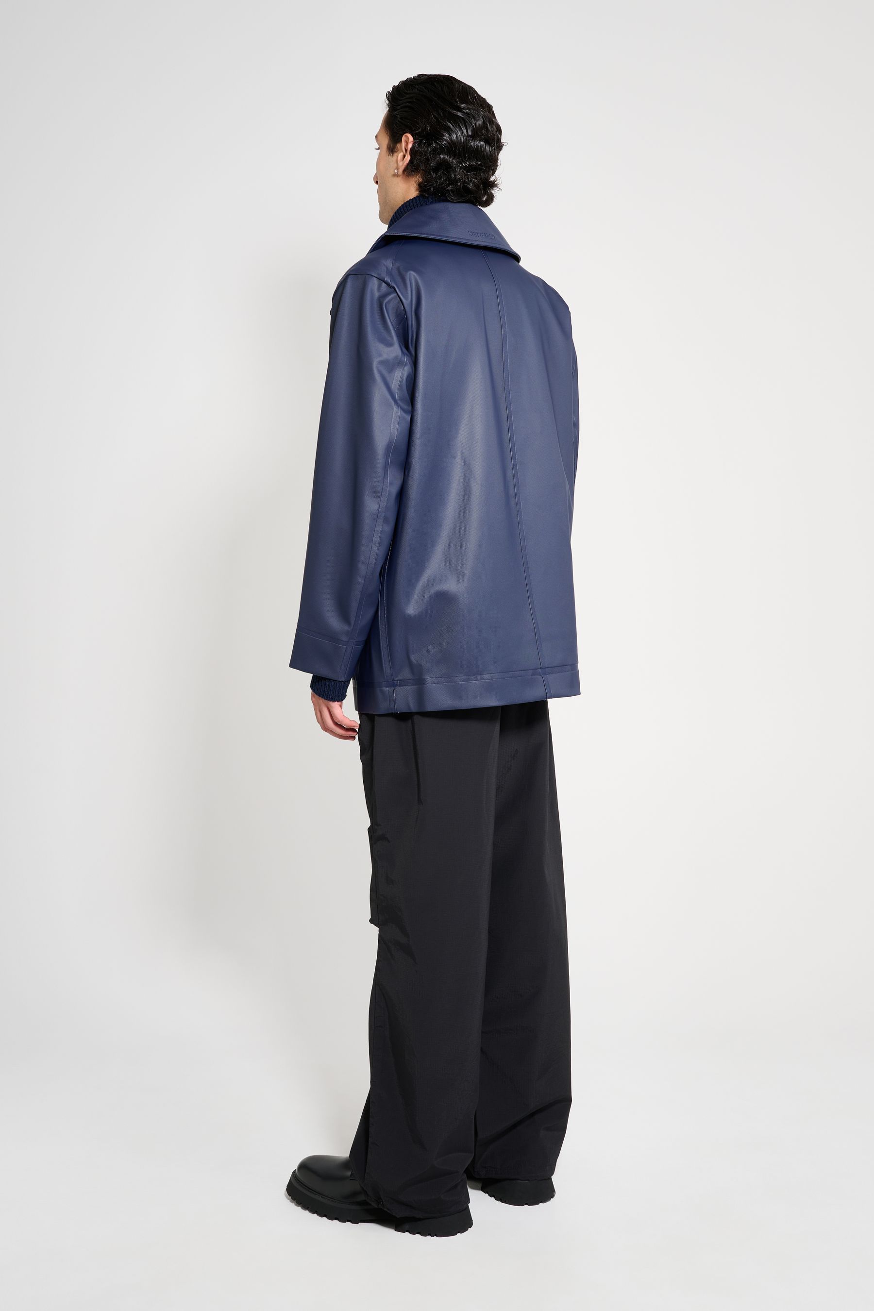 stutterheim tranholmen double breasted raincoat navy men jackets raincoats
