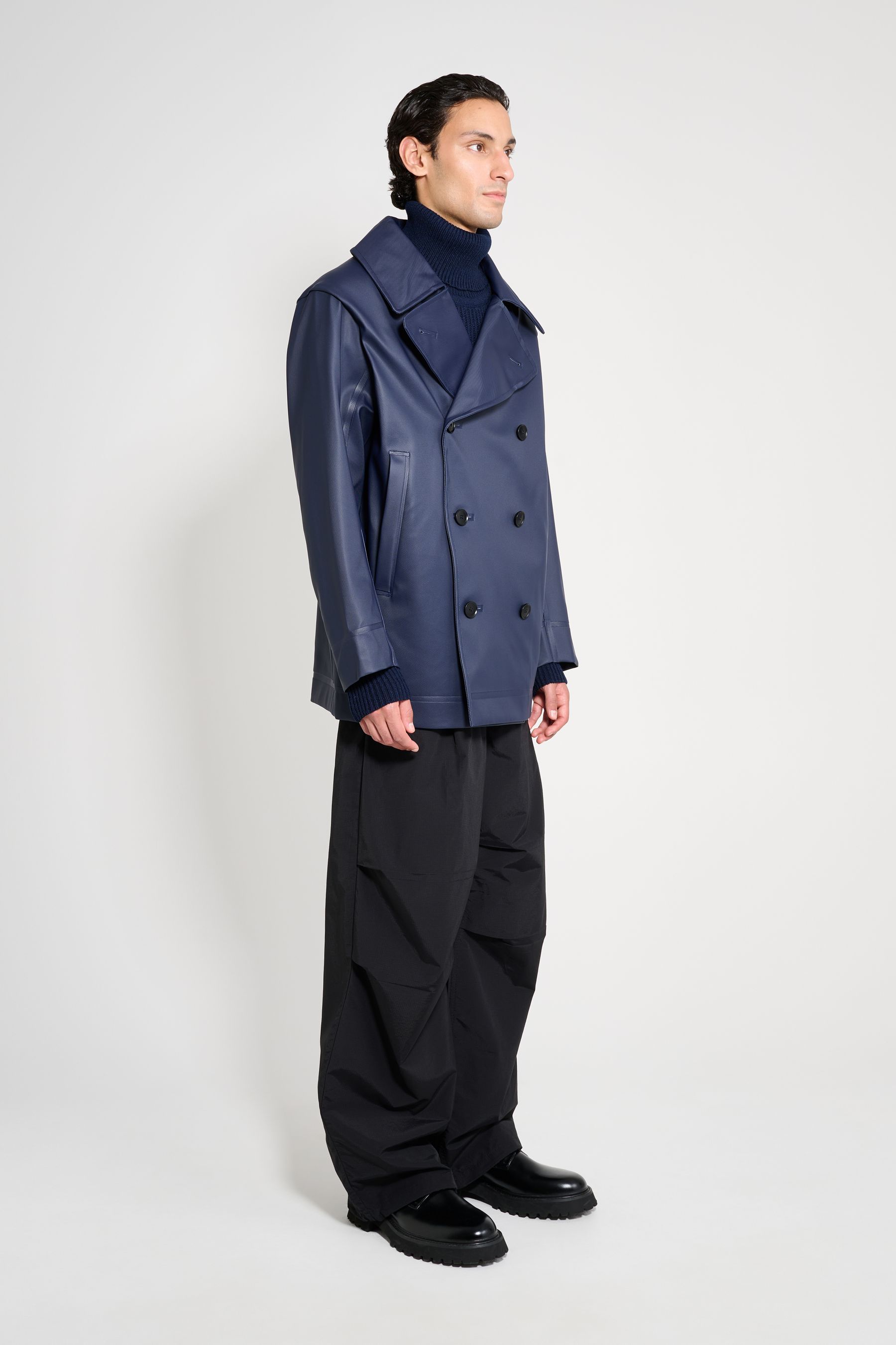 stutterheim tranholmen double breasted raincoat navy men jackets raincoats