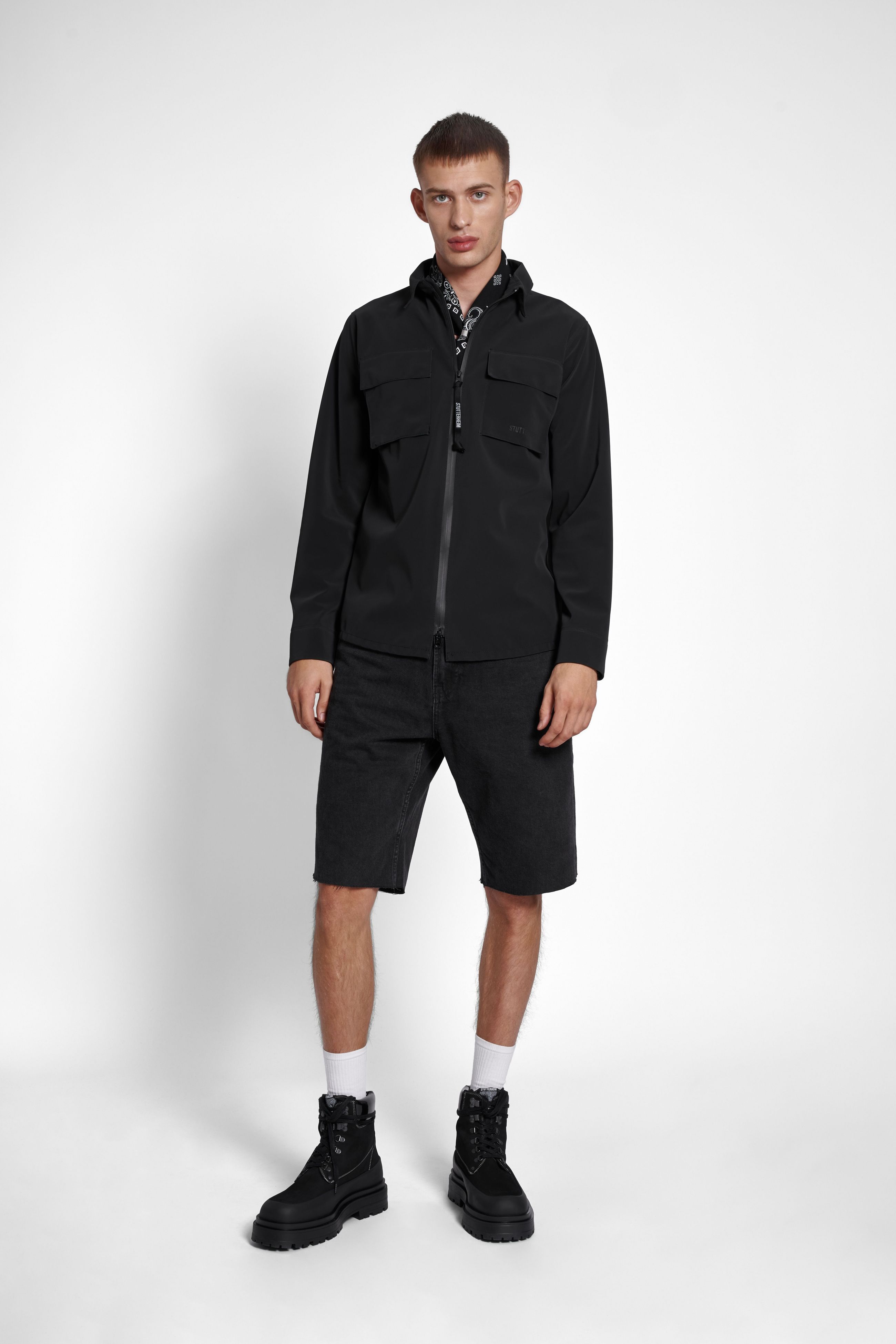 stutterheim vitaberg matte overshirt black men jackets overshirts