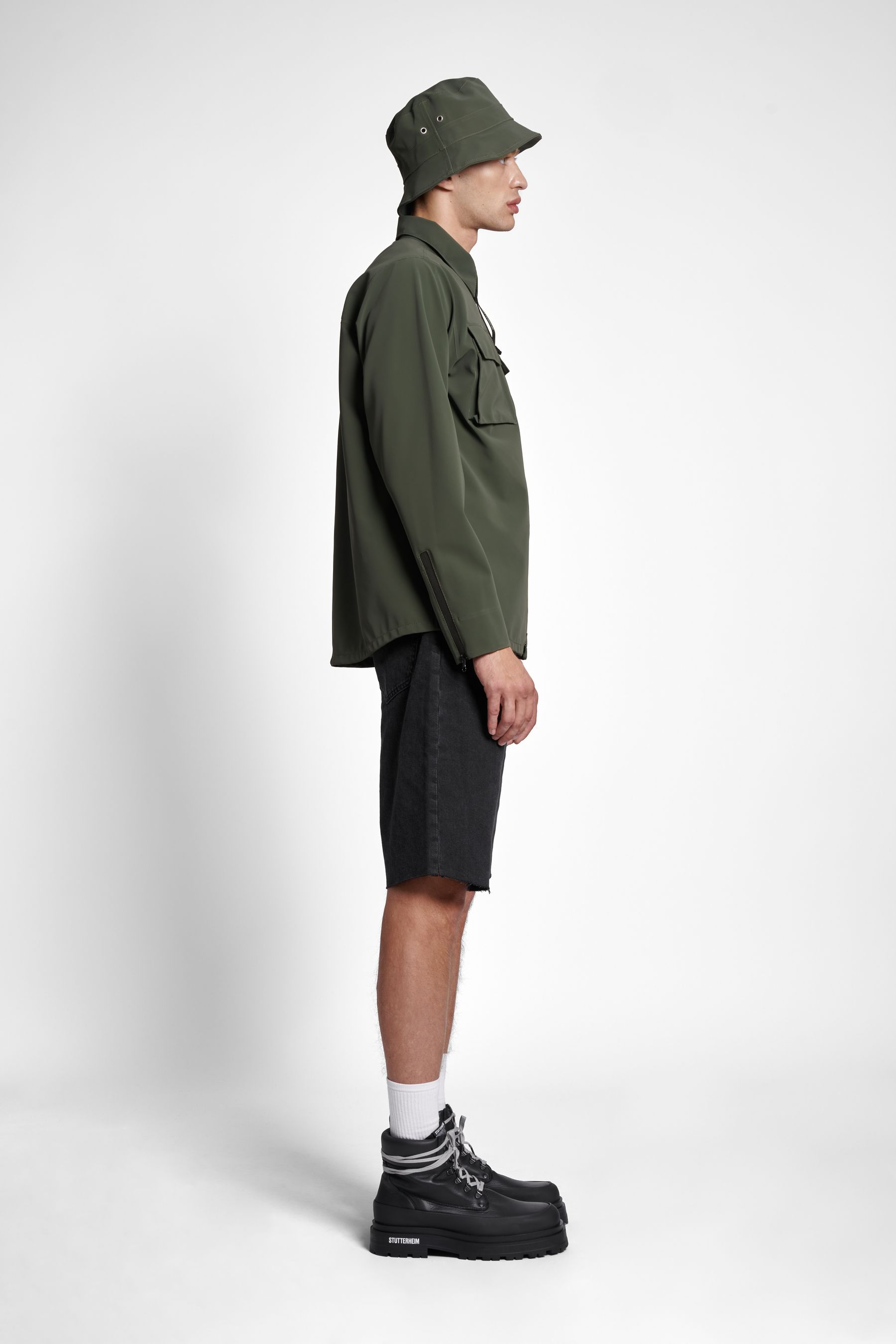 stutterheim vitaberg matte overshirt green men jackets overshirts