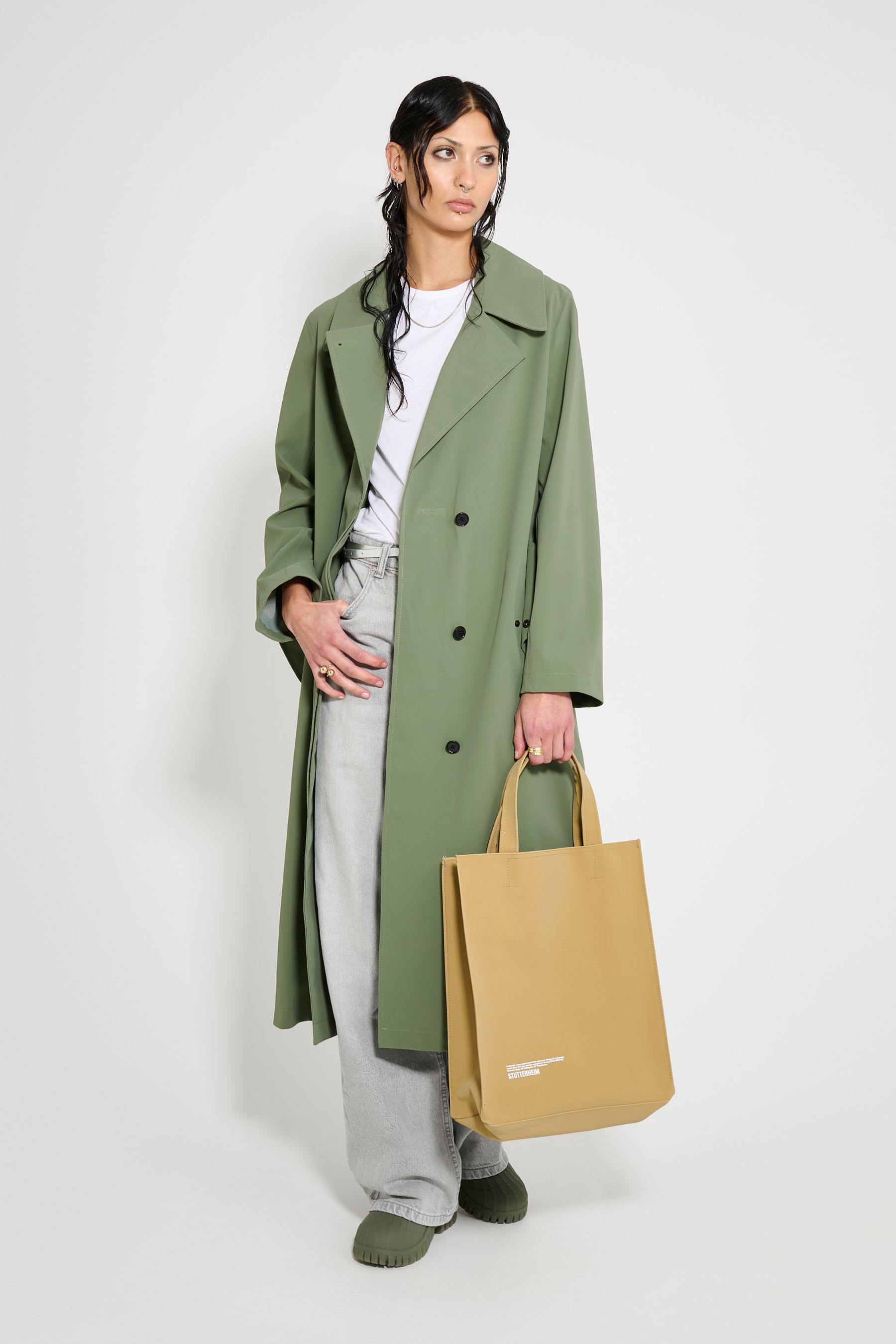 stutterheim wayfair trench coat dry green women jackets trench-coats