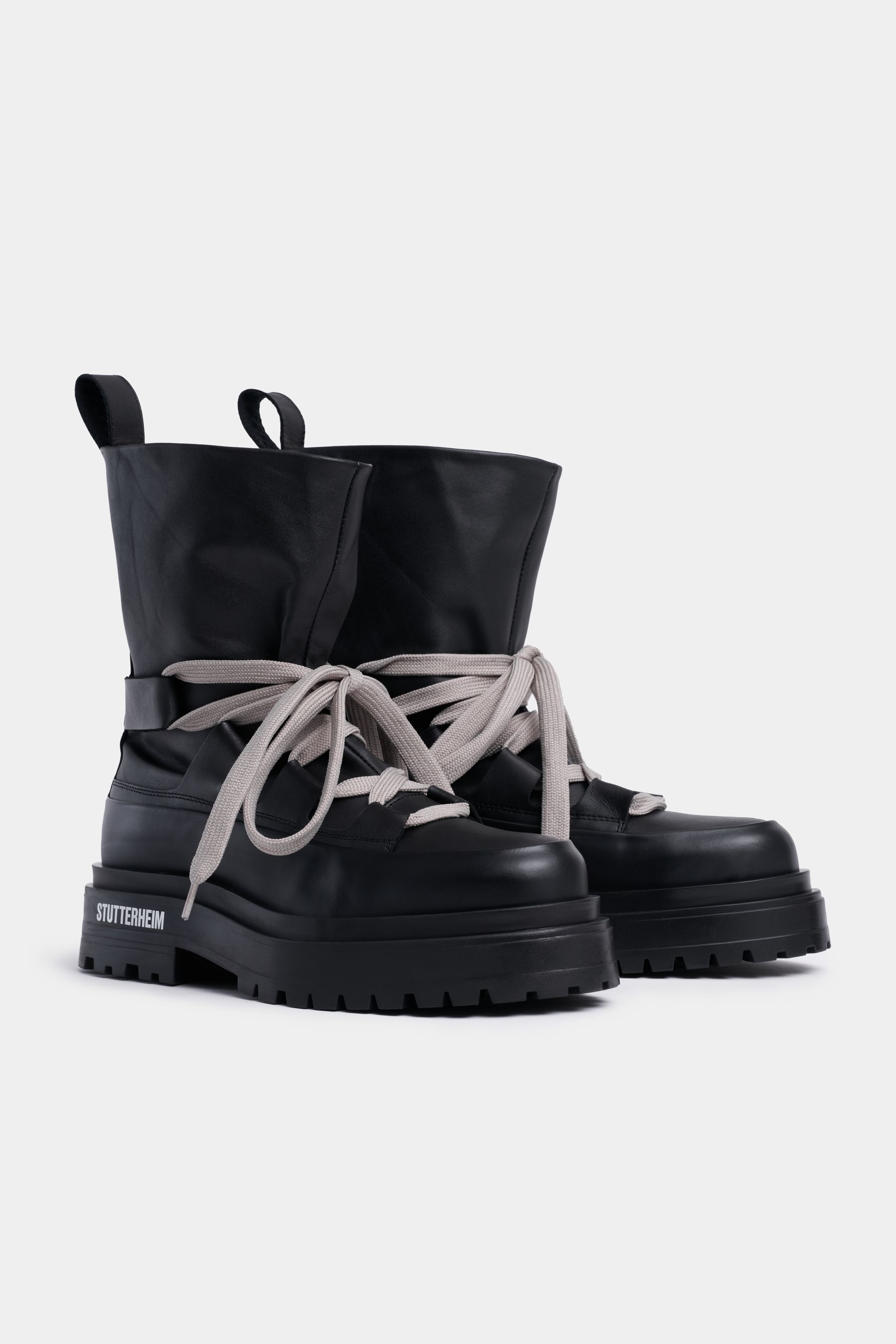 stutterheim lace walker leather black footwear lace-up-boots