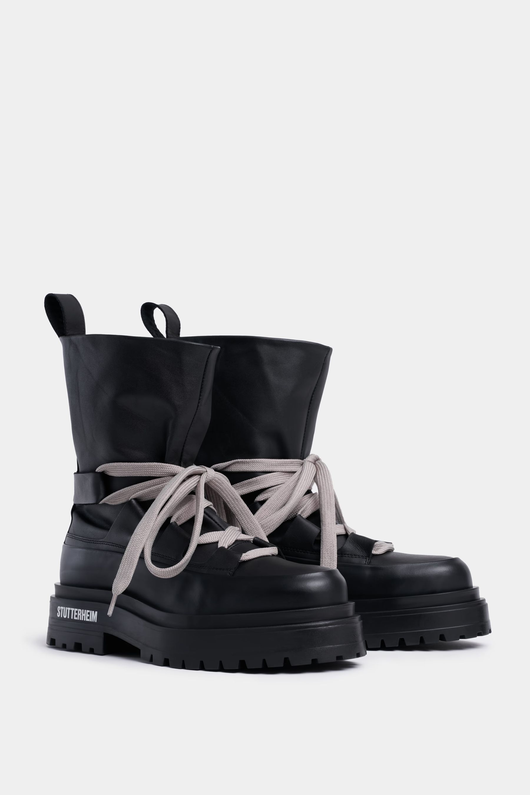 stutterheim lace walker leather black footwear lace-up-boots