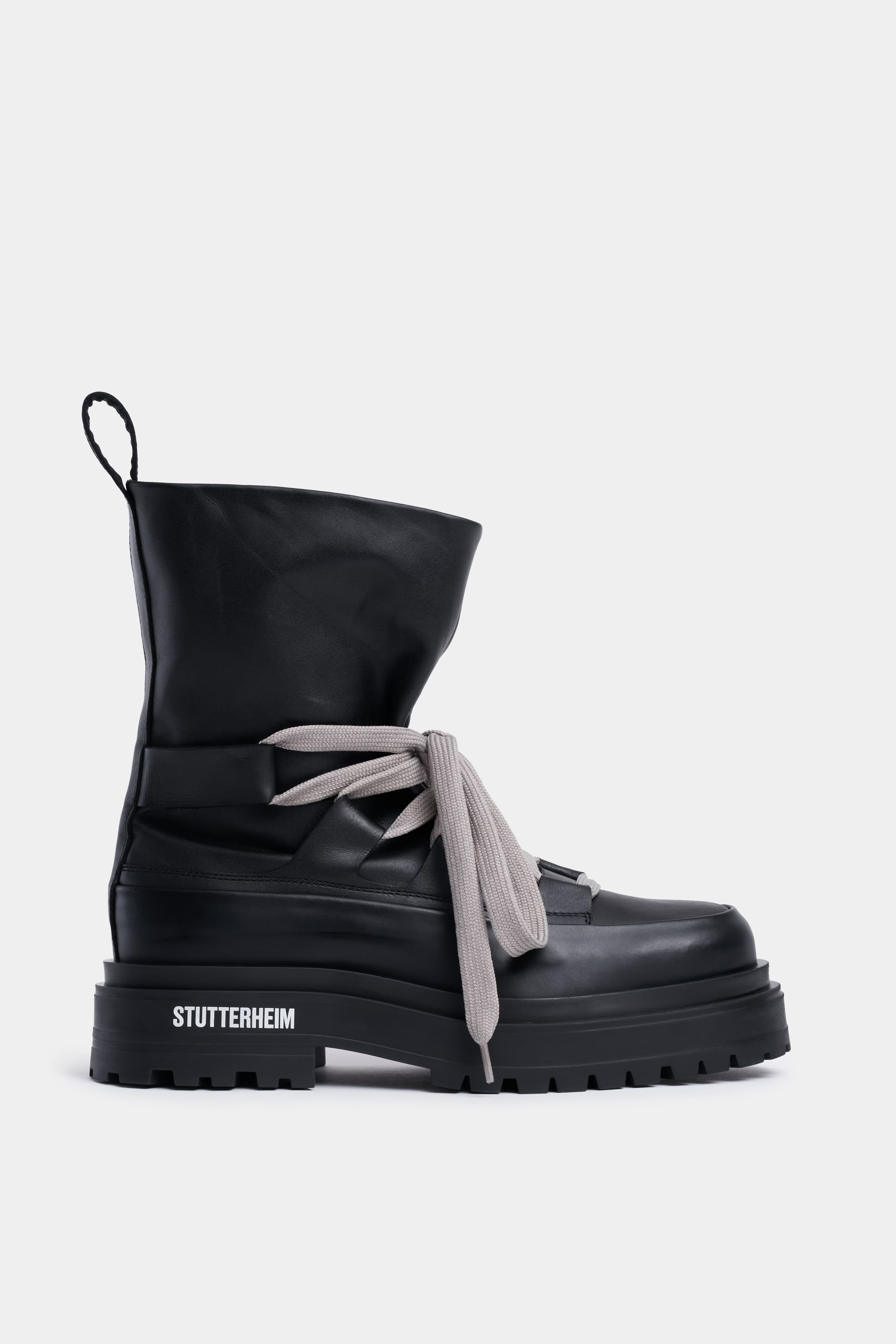 stutterheim lace walker leather black footwear lace-up-boots