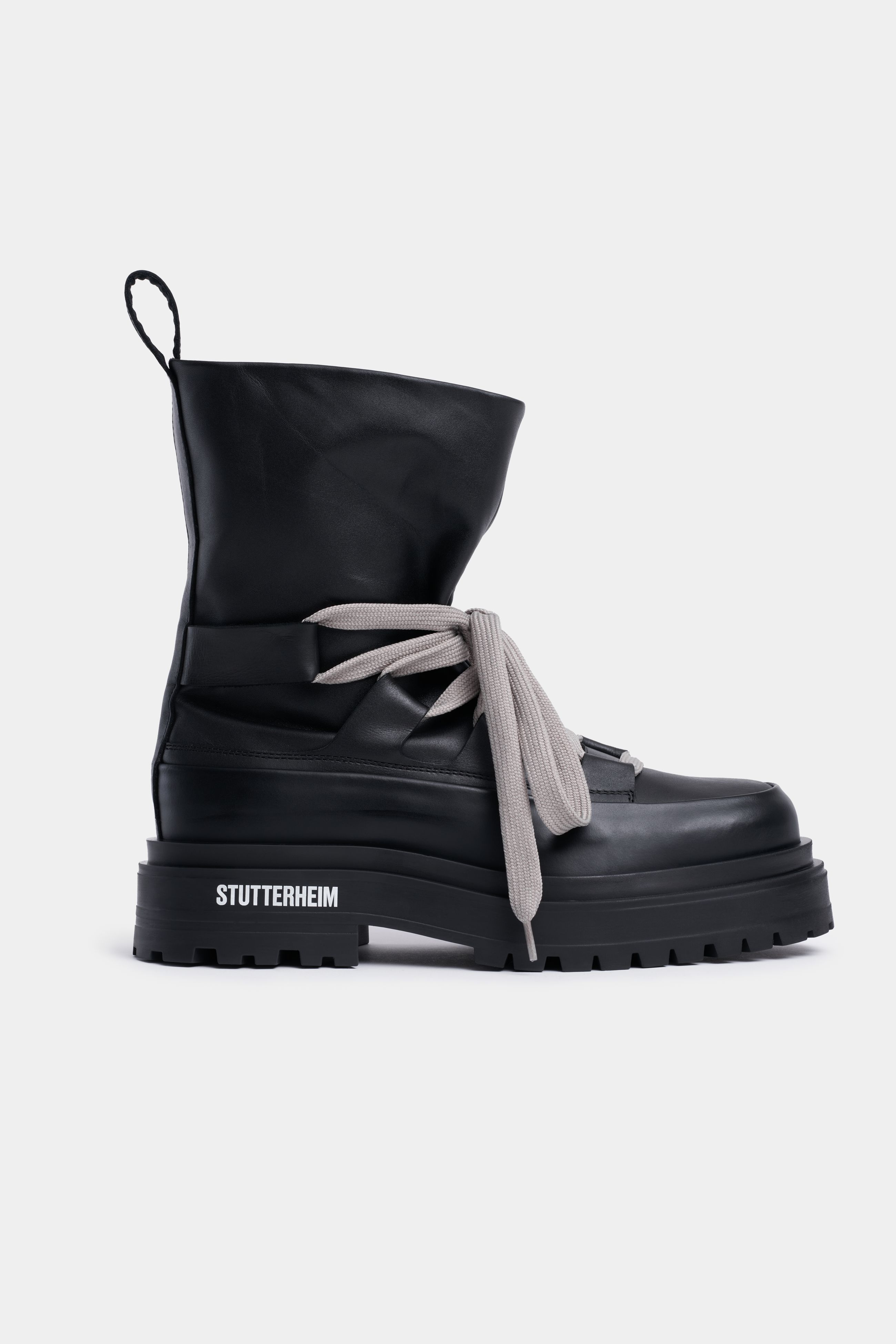 stutterheim lace walker leather black footwear lace-up-boots