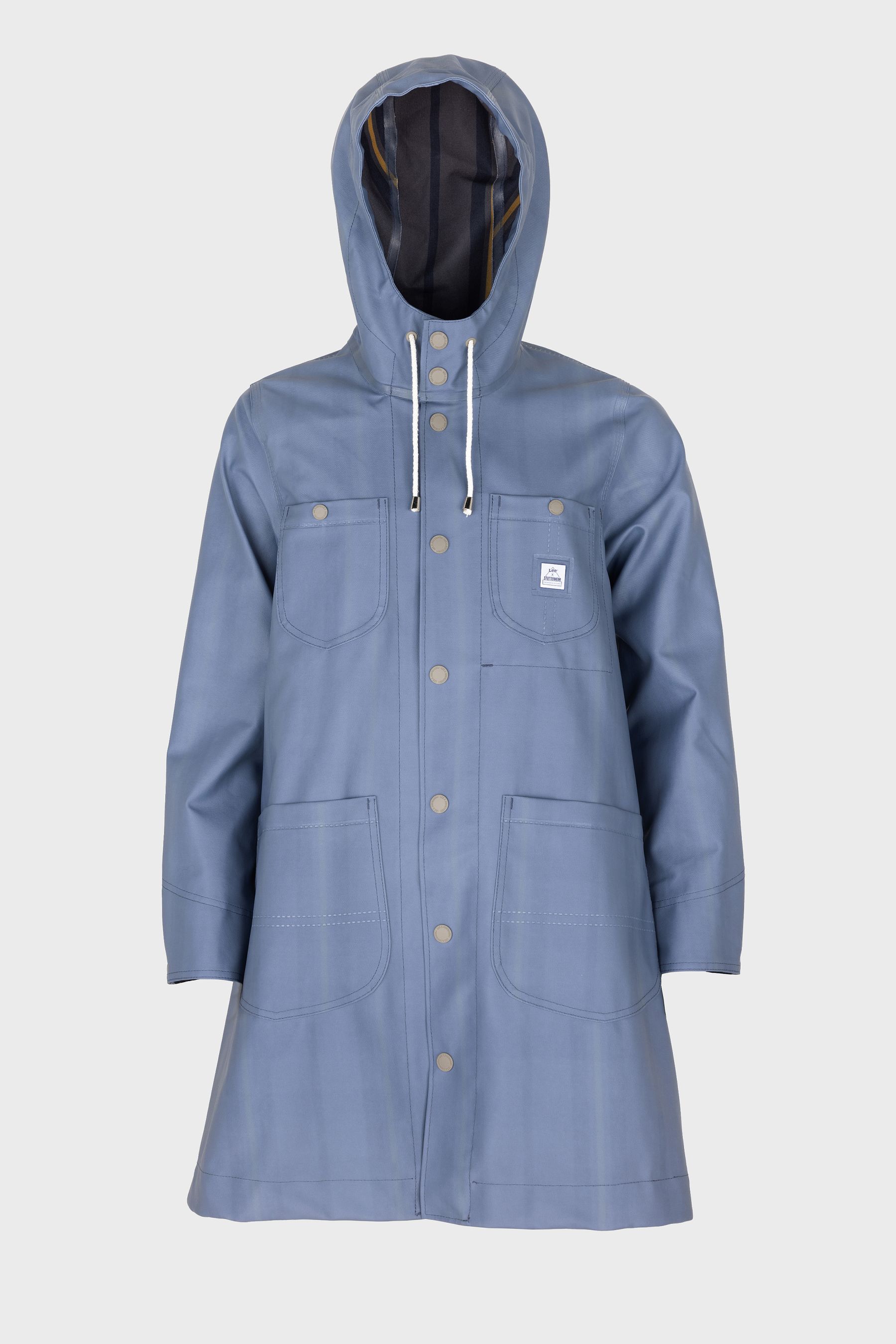 stutterheim women´s lee® x chore raincoat ash blue women jackets raincoats