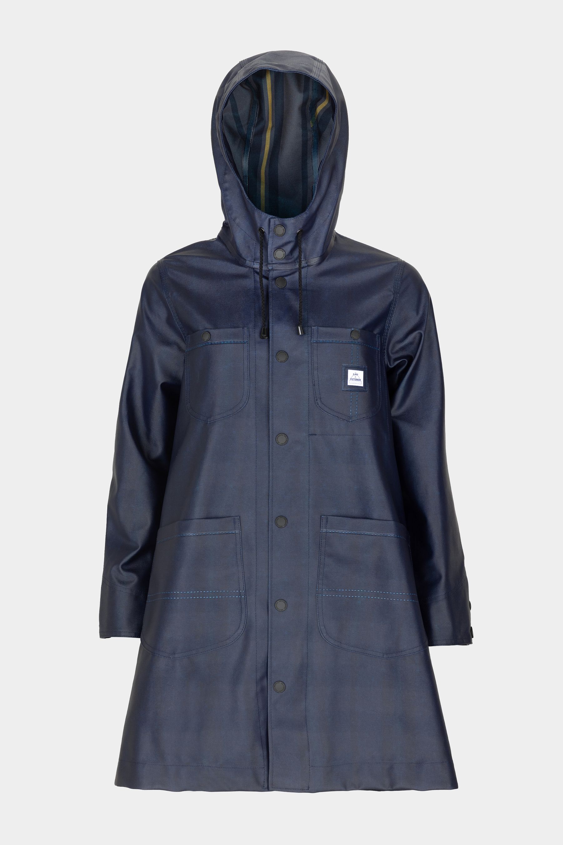 stutterheim women´s lee® x chore raincoat aviator navy  women jackets raincoats