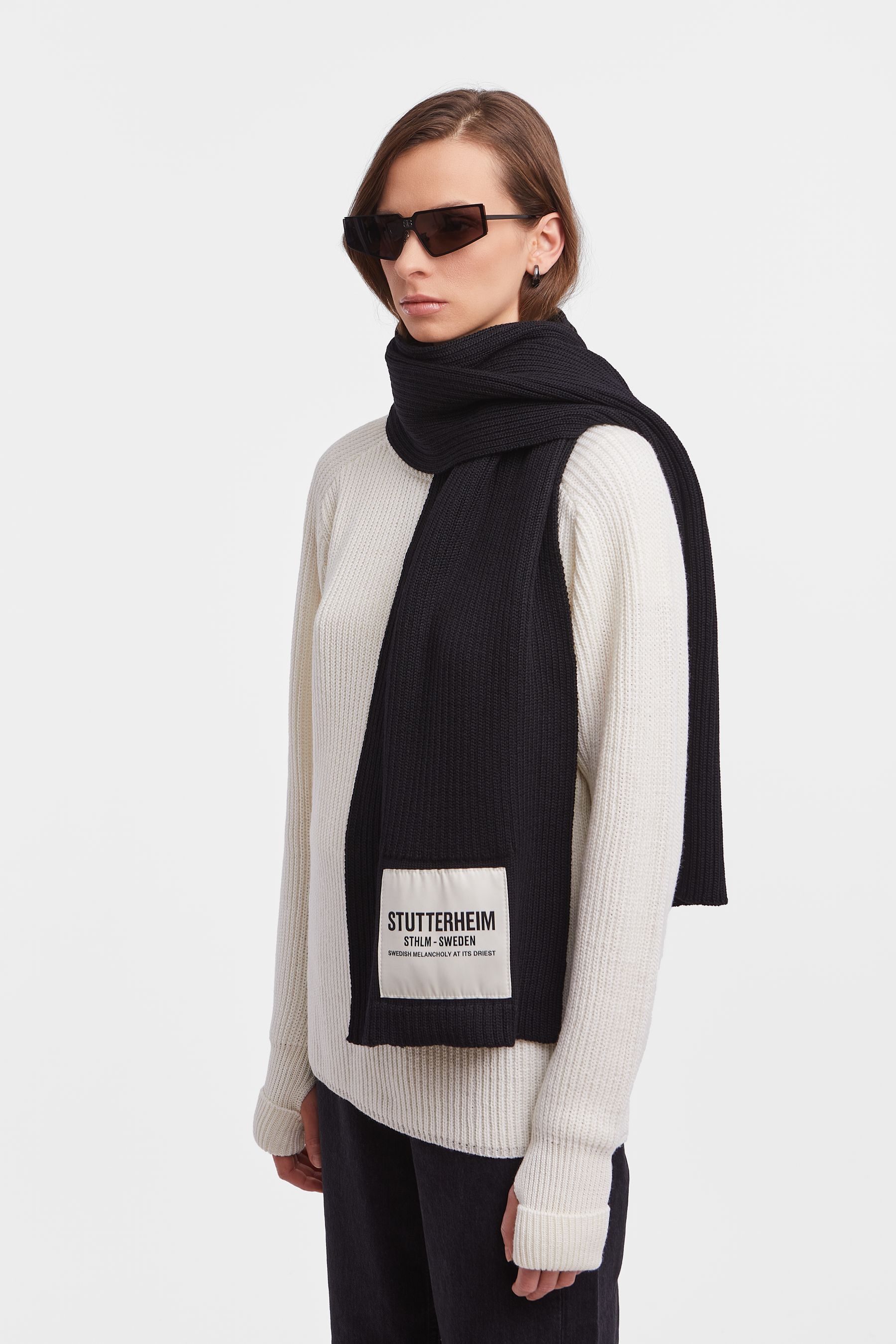 stutterheim wrap scarf black accessories hats-and-scarves scarves