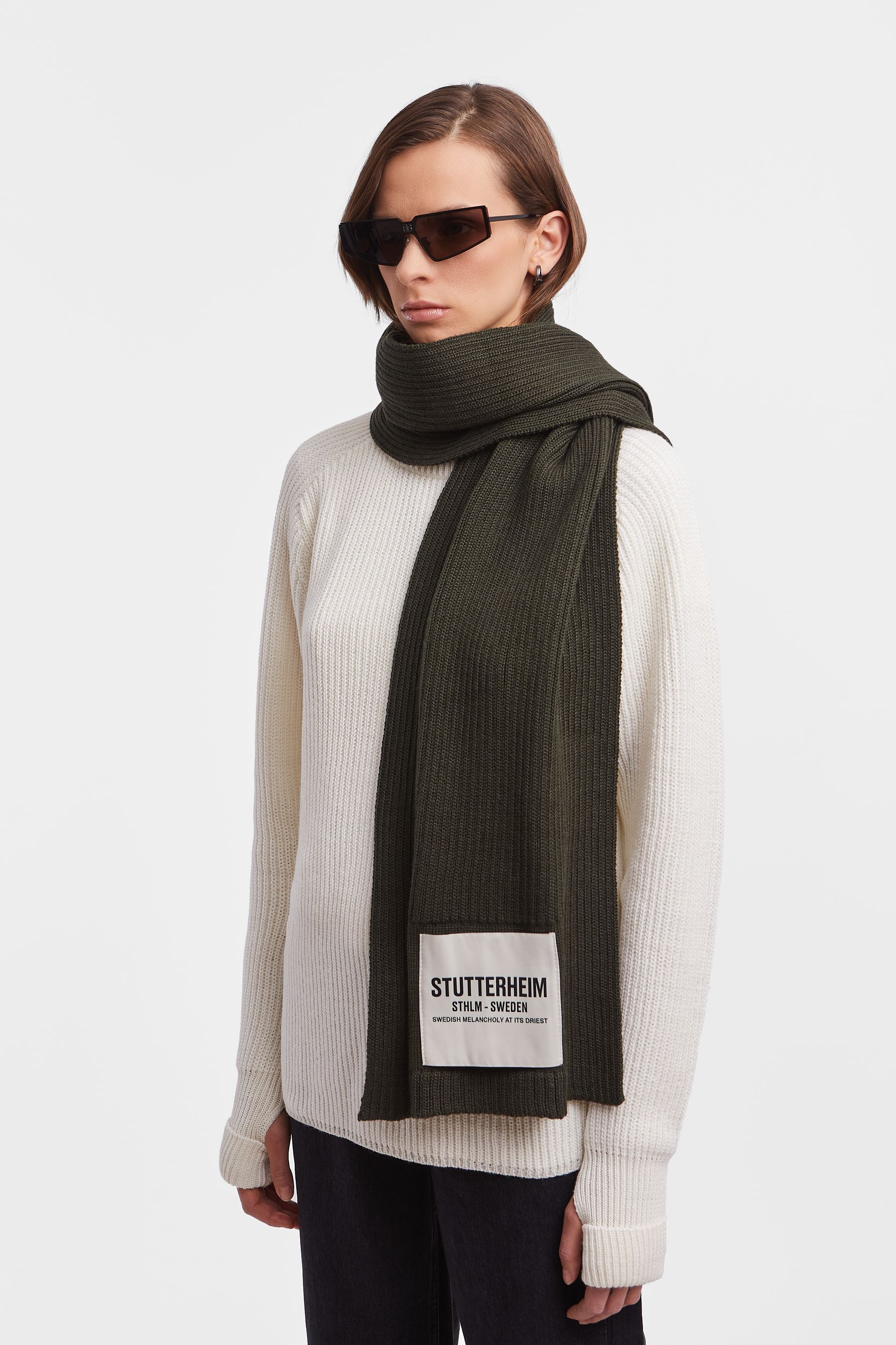 stutterheim wrap scarf green accessories hats-and-scarves scarves